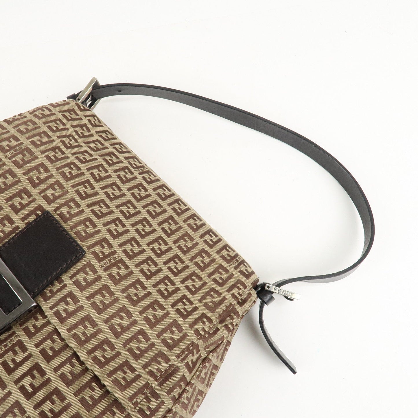 FENDI Zucchino Canvas Leather Mamma Bucket Shoulder Bag 8BR001  d
