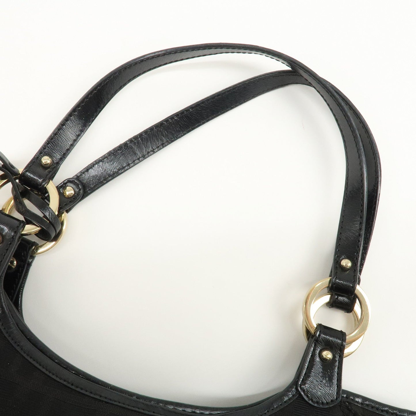 FENDI Zucca Canvas Leather Tote Bag Hand Bag Black 8BH156  d