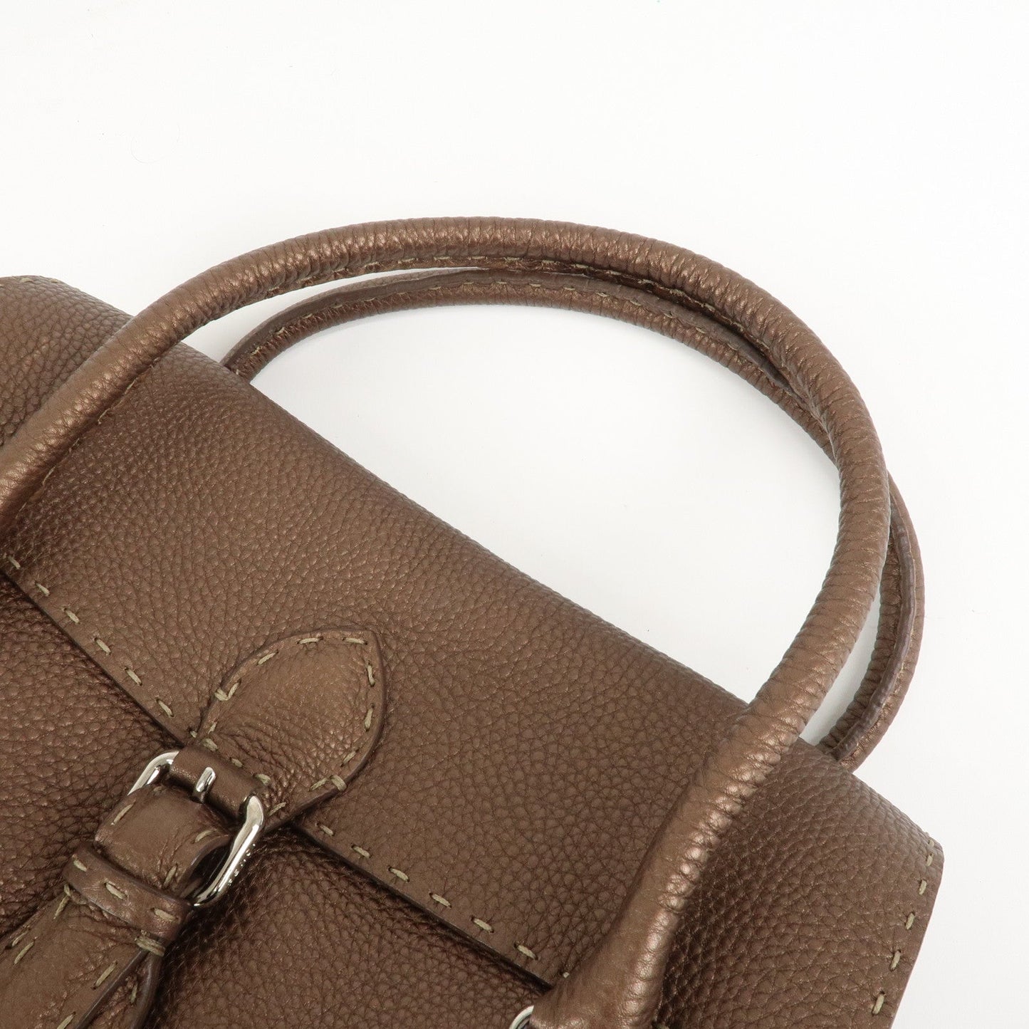 FENDI Selleria Leather Linda Hand Bag Brown 8BR547  d