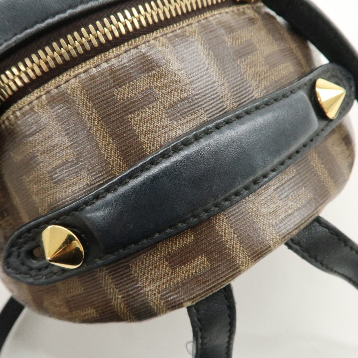 FENDI Zucca Print PVC Leather Chain Backpack Brown 8BZ038  d
