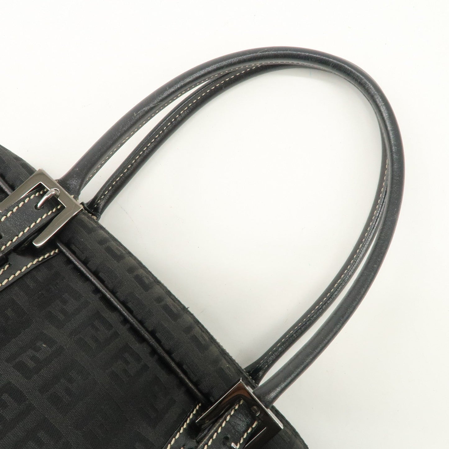 FENDI Zucchino Canvas Leather Mini Boston Bag Black 8BN005  d