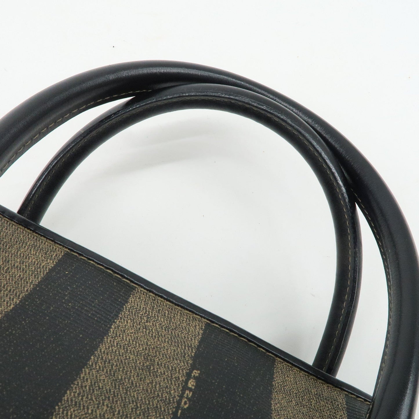 FENDI Pequin PVC Leather 2Way Bag Hand Bag Brown Black  d