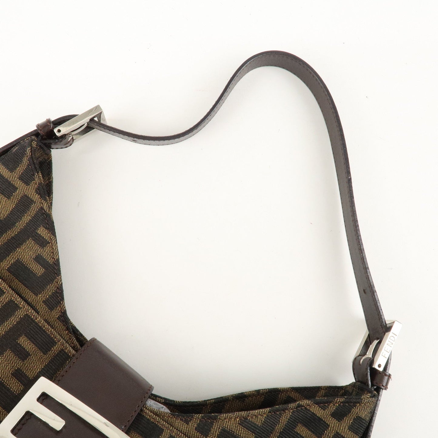 FENDI Zucca Canvas Leather Shoulder Bag Brown Black 26569  d