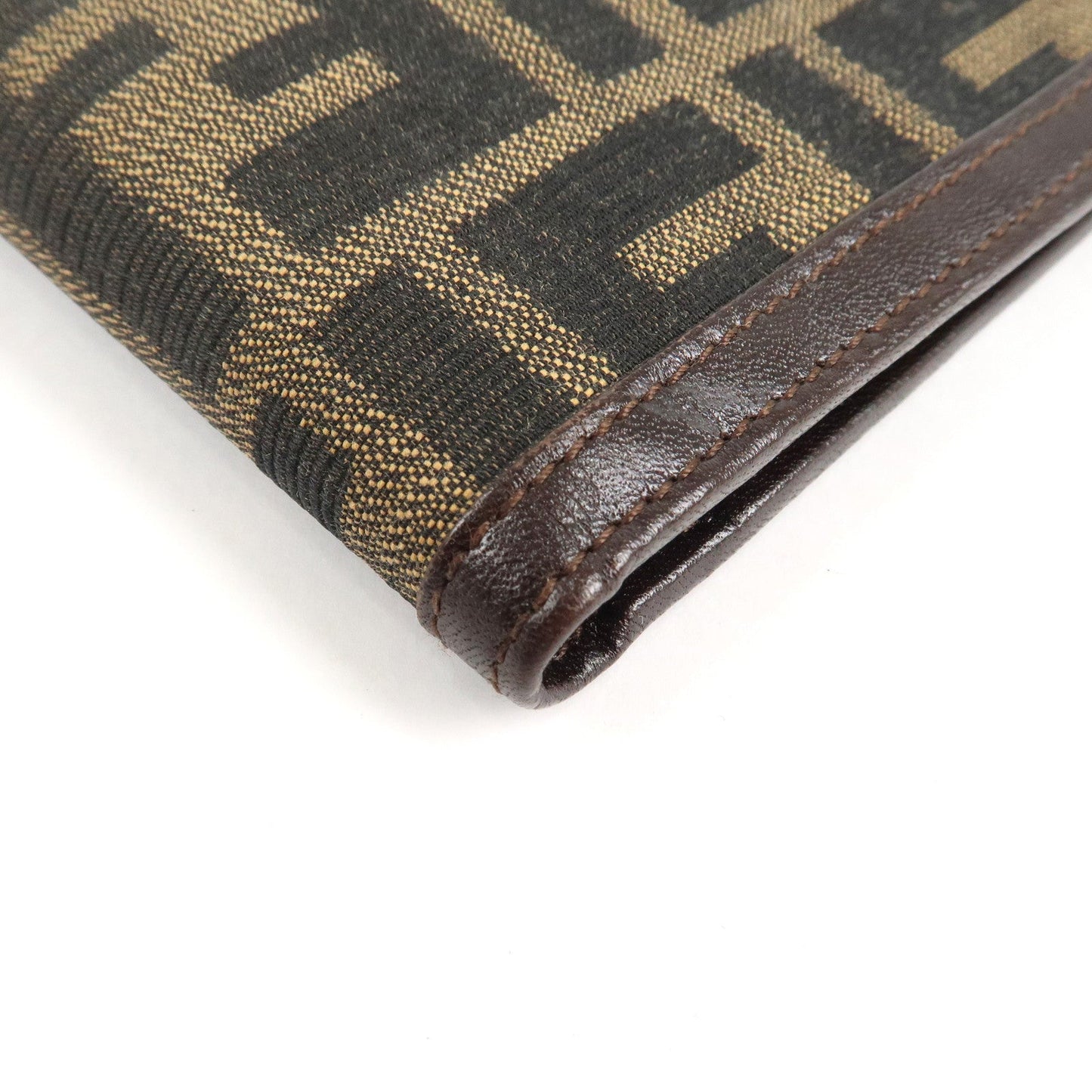 FENDI Zucca Canvas Leather Bifold Wallet Brown Black 31011  d