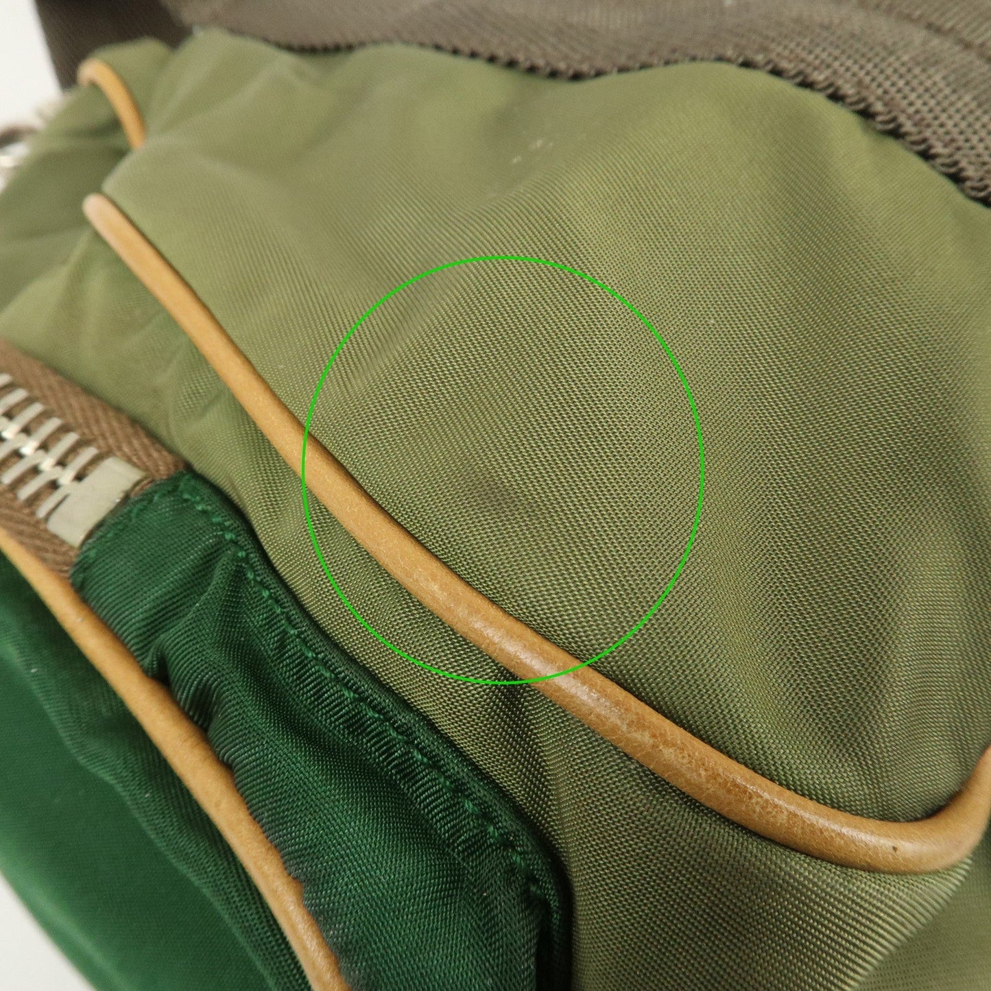 PRADA Nylon Leather Shoulder Bag Khaki Brown Green  d