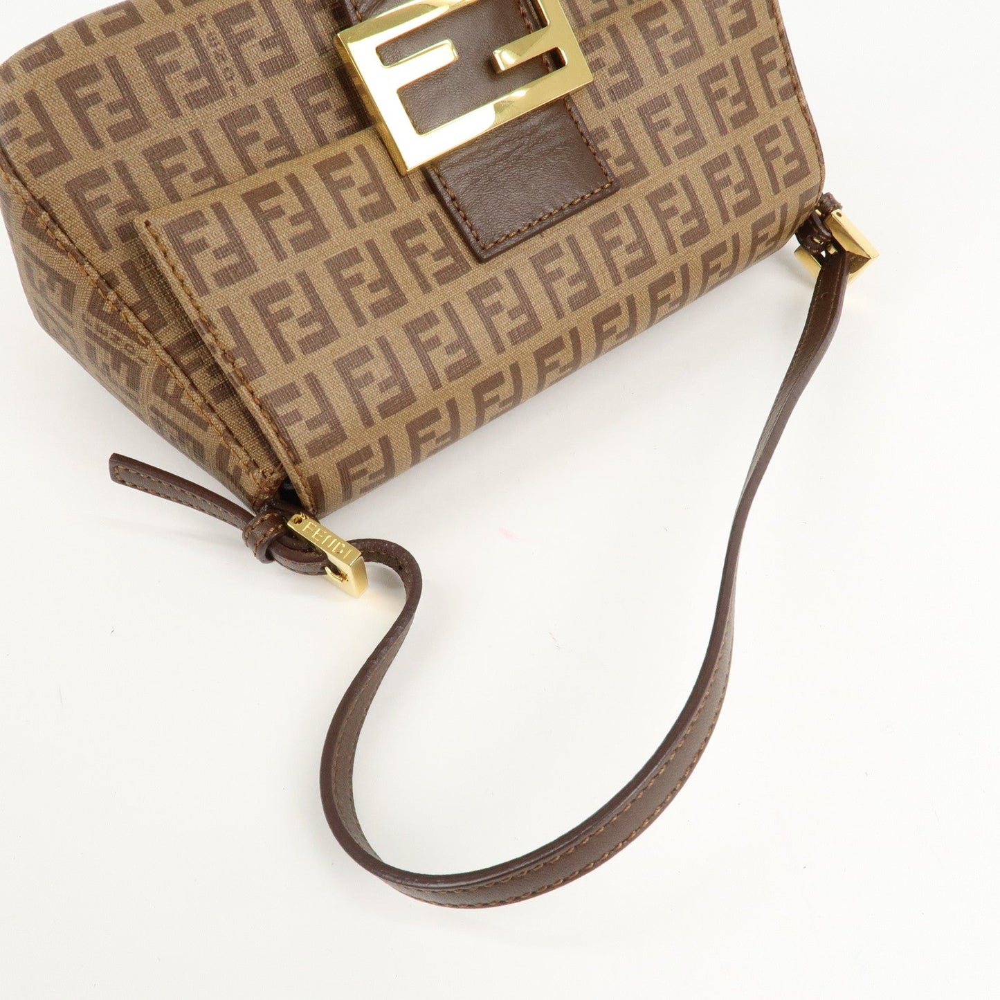 FENDI Zucchino Mini Mamma Baguette PVC Leather Hand Bag 8BR180  d