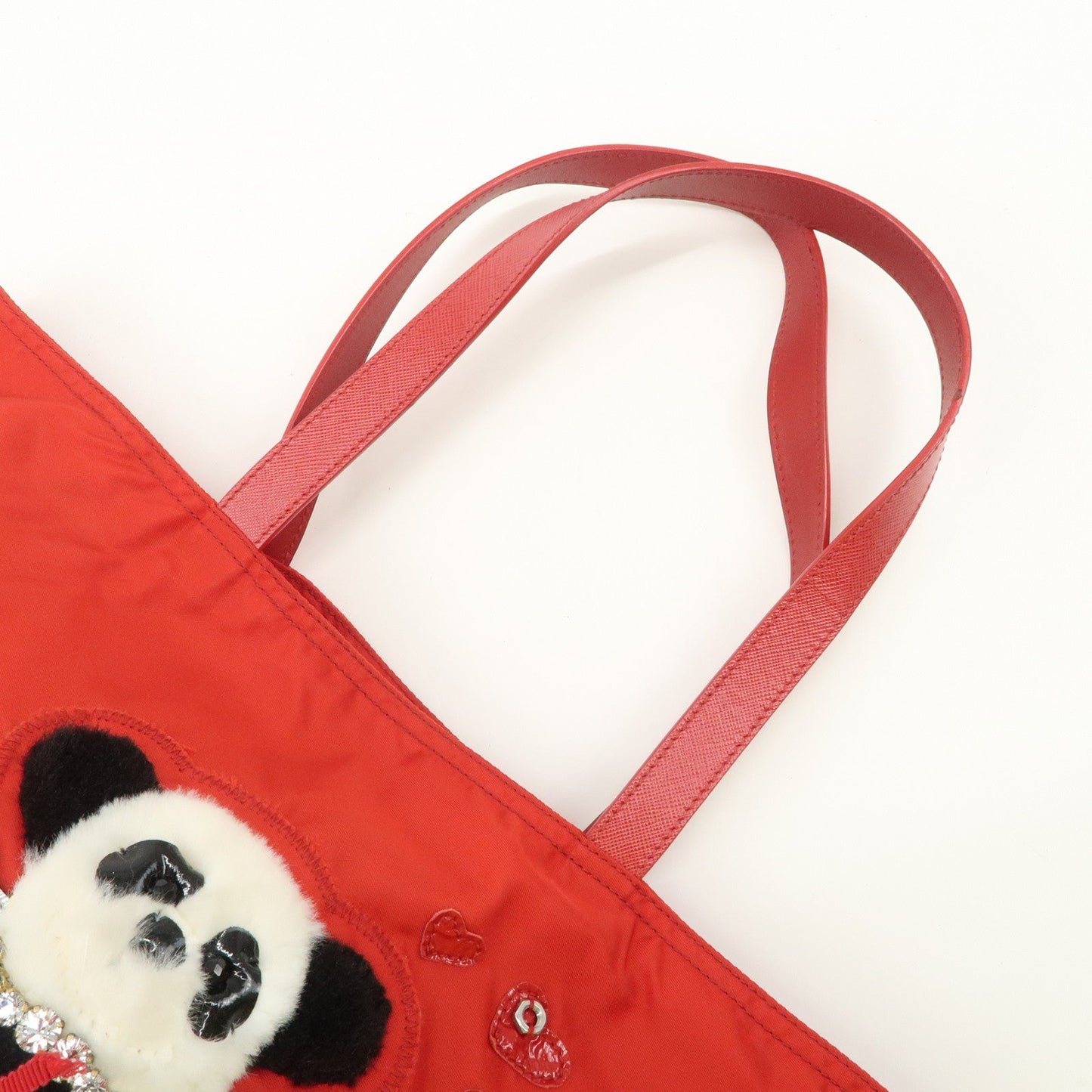PRADA Nylon Leaather Panda Tote Bag Shoudler Bag Red BR4249  d