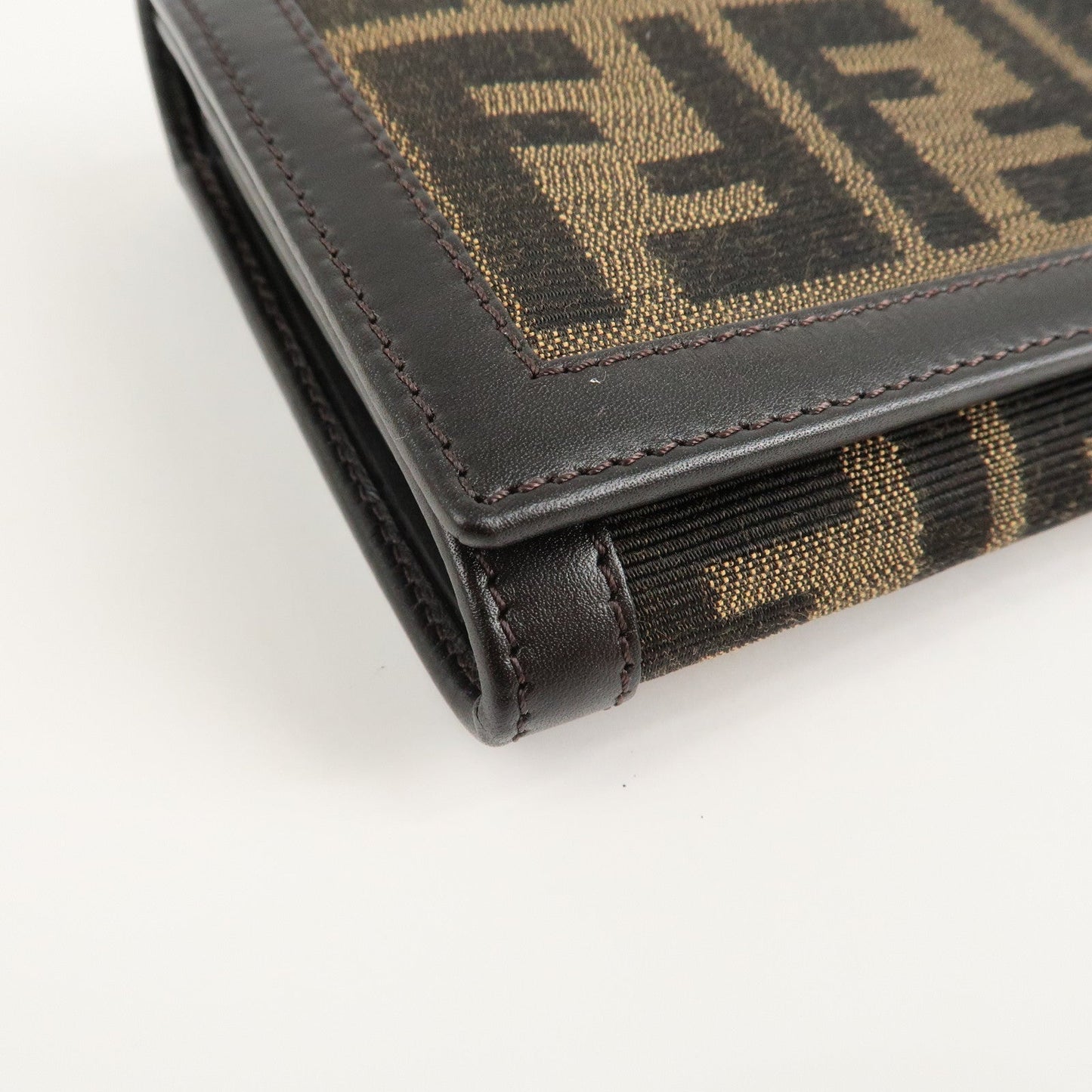FENDI Zucca Canvas Leather Long Wallet Brown 8M0000  d