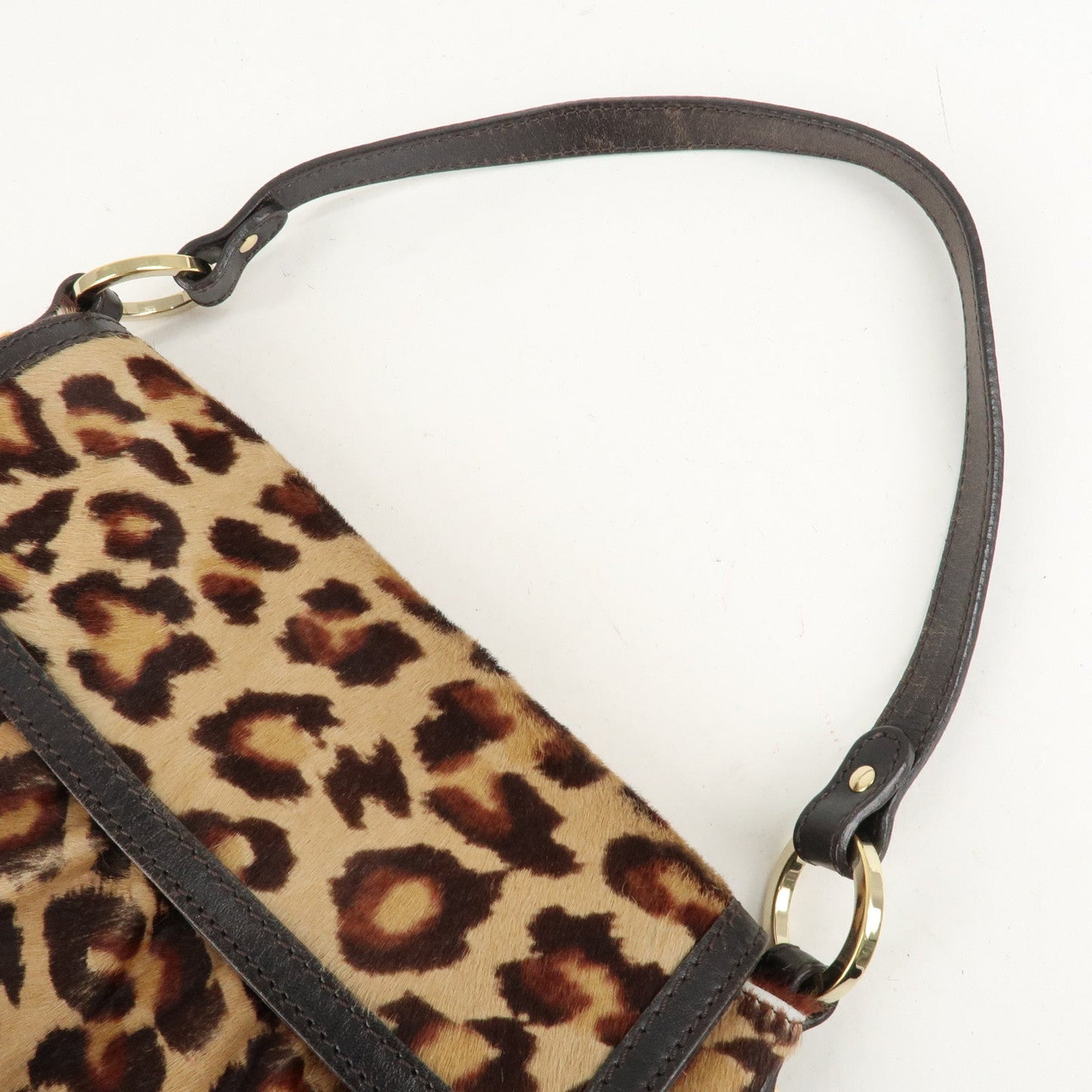 FENDI Unborn Calf Leather Shoulder Bag Beige Brown 8BR353  d