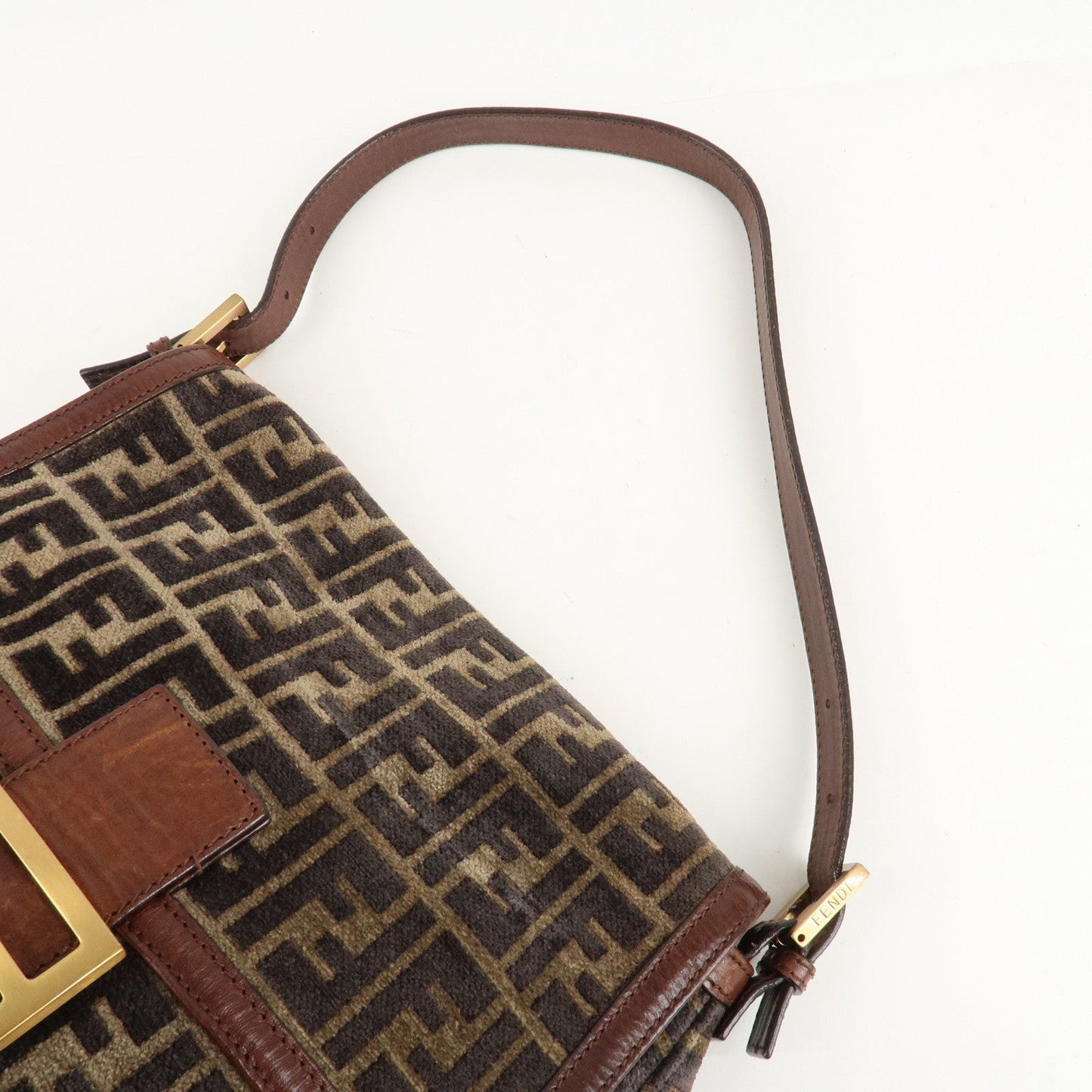 FENDI Mamma Baguette Zucca Pile Leather Shoulder Bag 8BR001  d