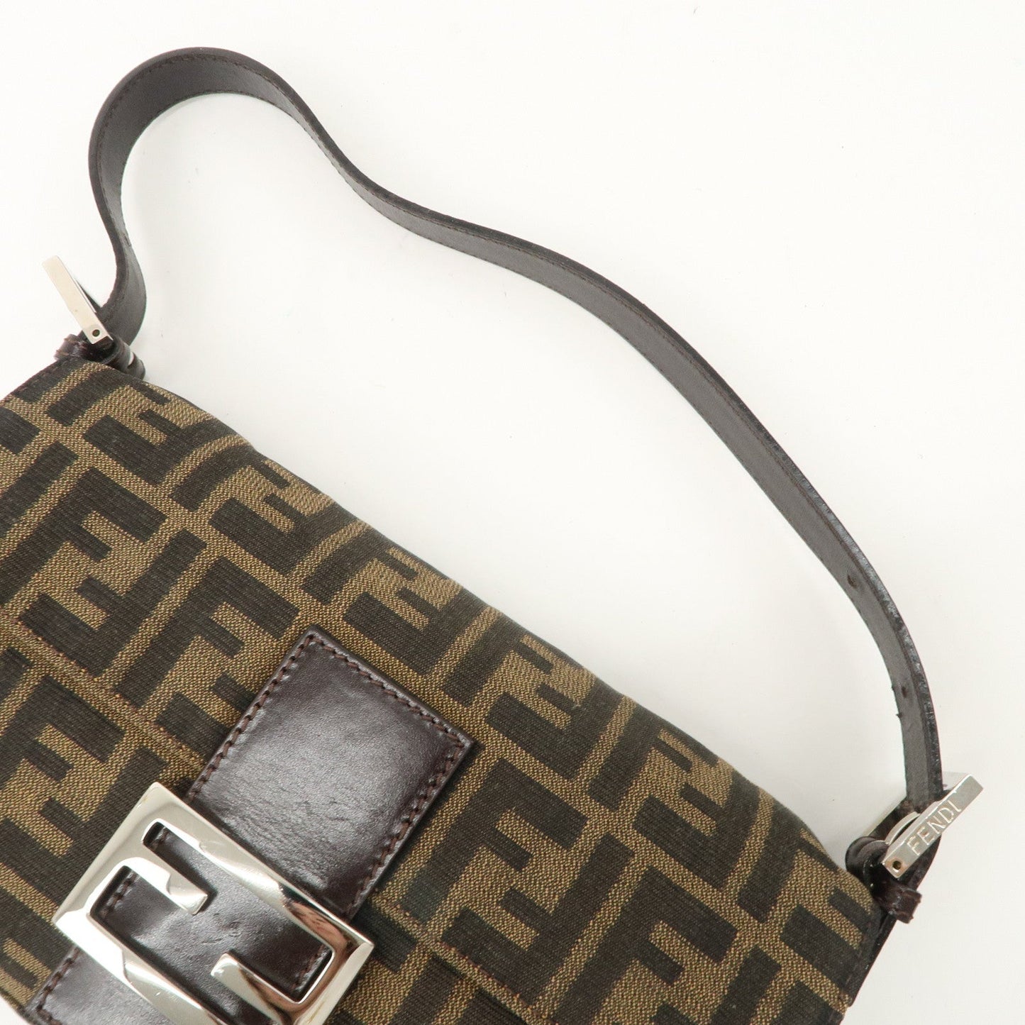 FENDI Mamma Baguette Canvas Shoulder Bag Hand Bag Brown 26424  d