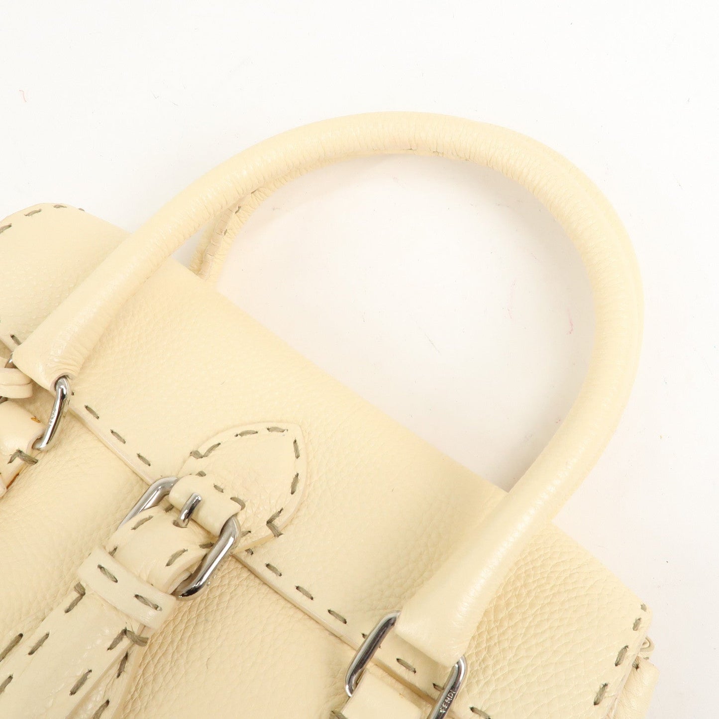FENDI Selleria Leather Mini Linda Hand Bag Cream 8BR486  d