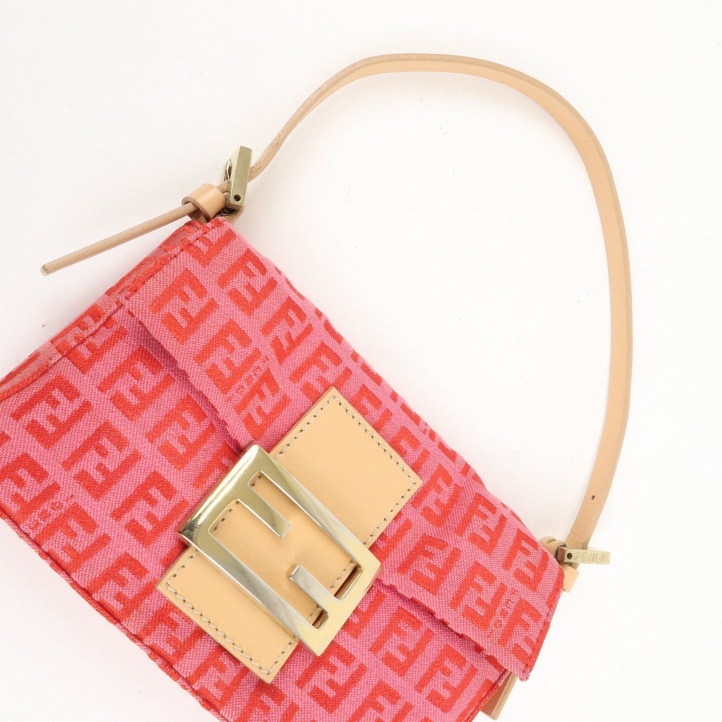FENDI Mini Mamma Baguette Zucchino Canvas Leather Hand Bag  d