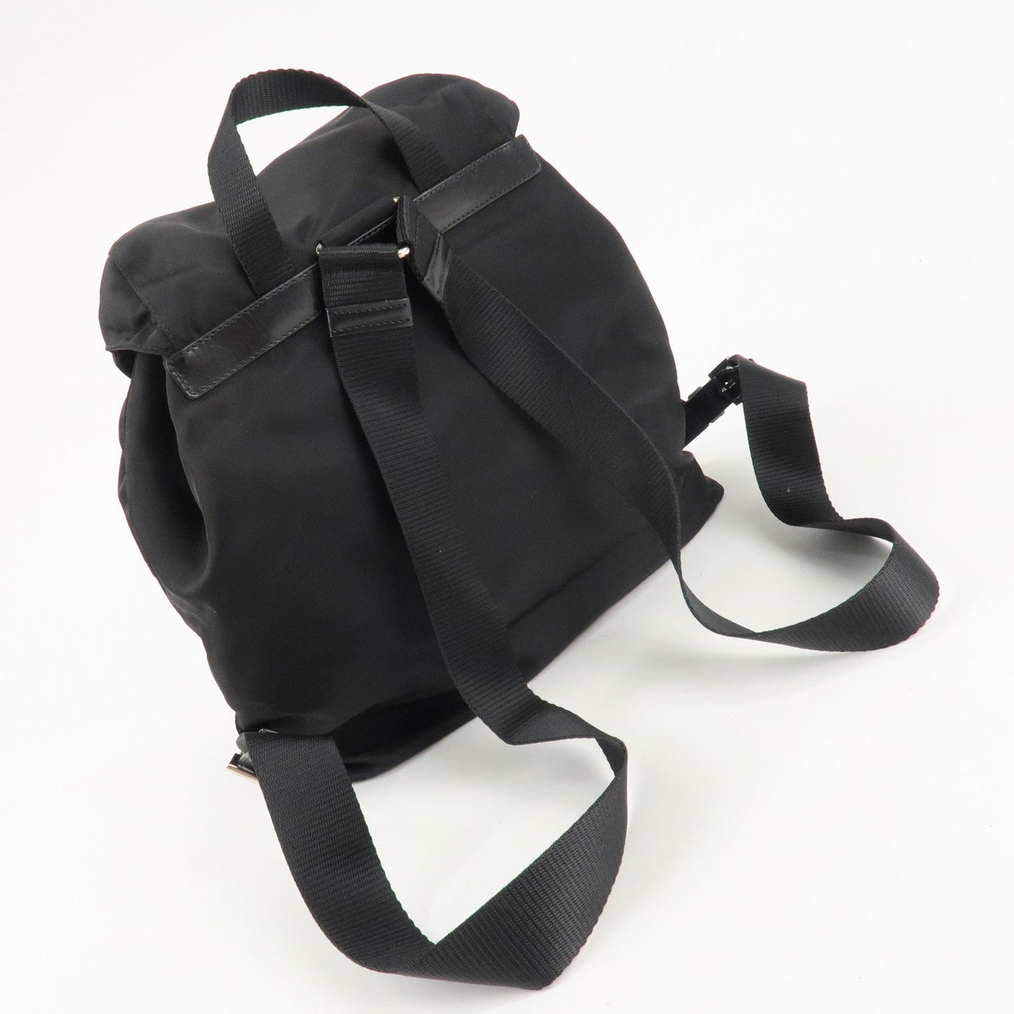 PRADA Logo Nylon Leather Back Pack Ruck Sack NERO Black BZ2811  d
