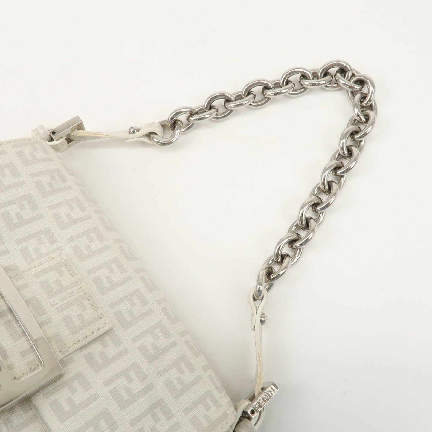FENDI Mini Mamma Baguette Zucchino Canvas Leather Shoulder Bag  d