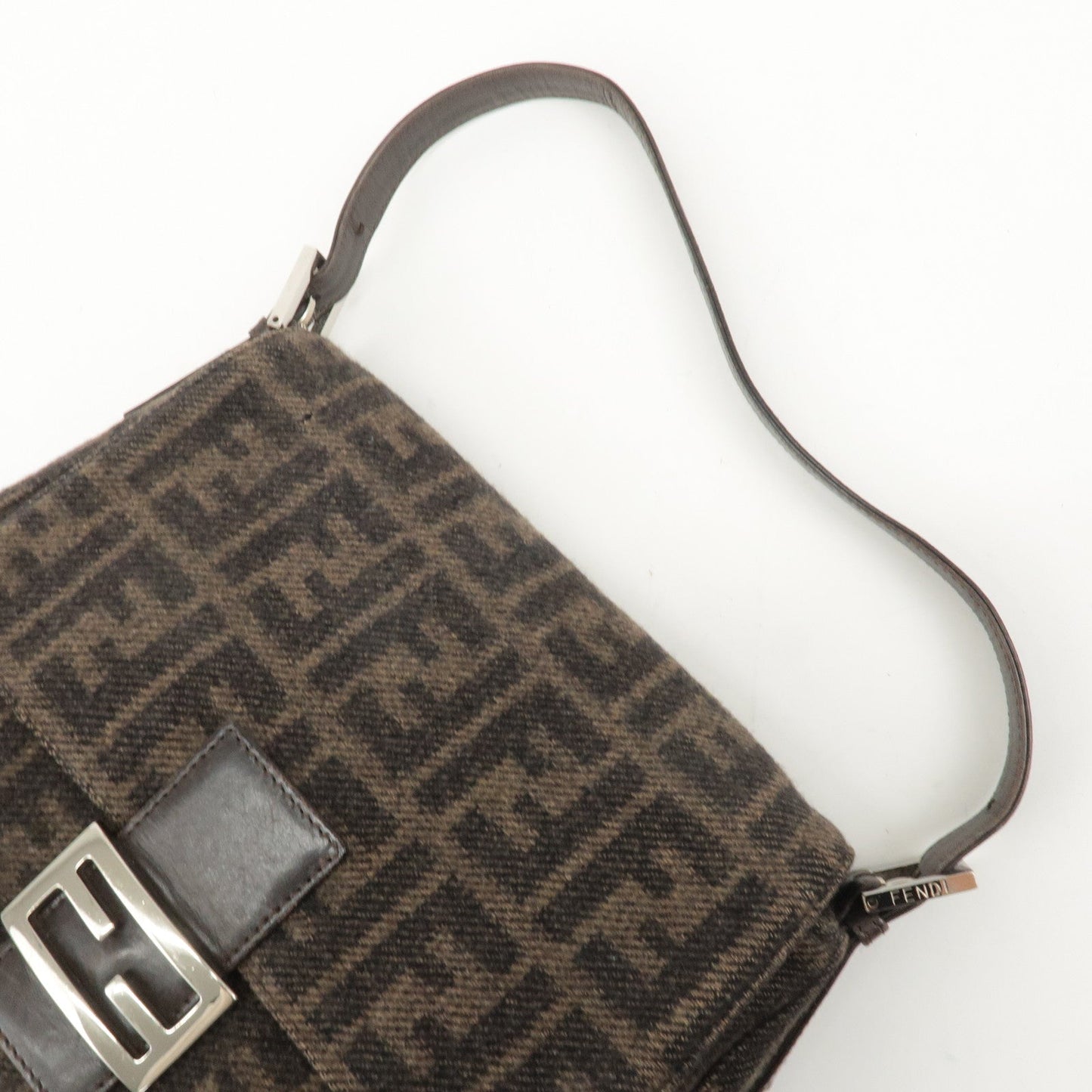 FENDI Mamma Baguette Zucca Wool Leather Shoulder Bag 26325  d