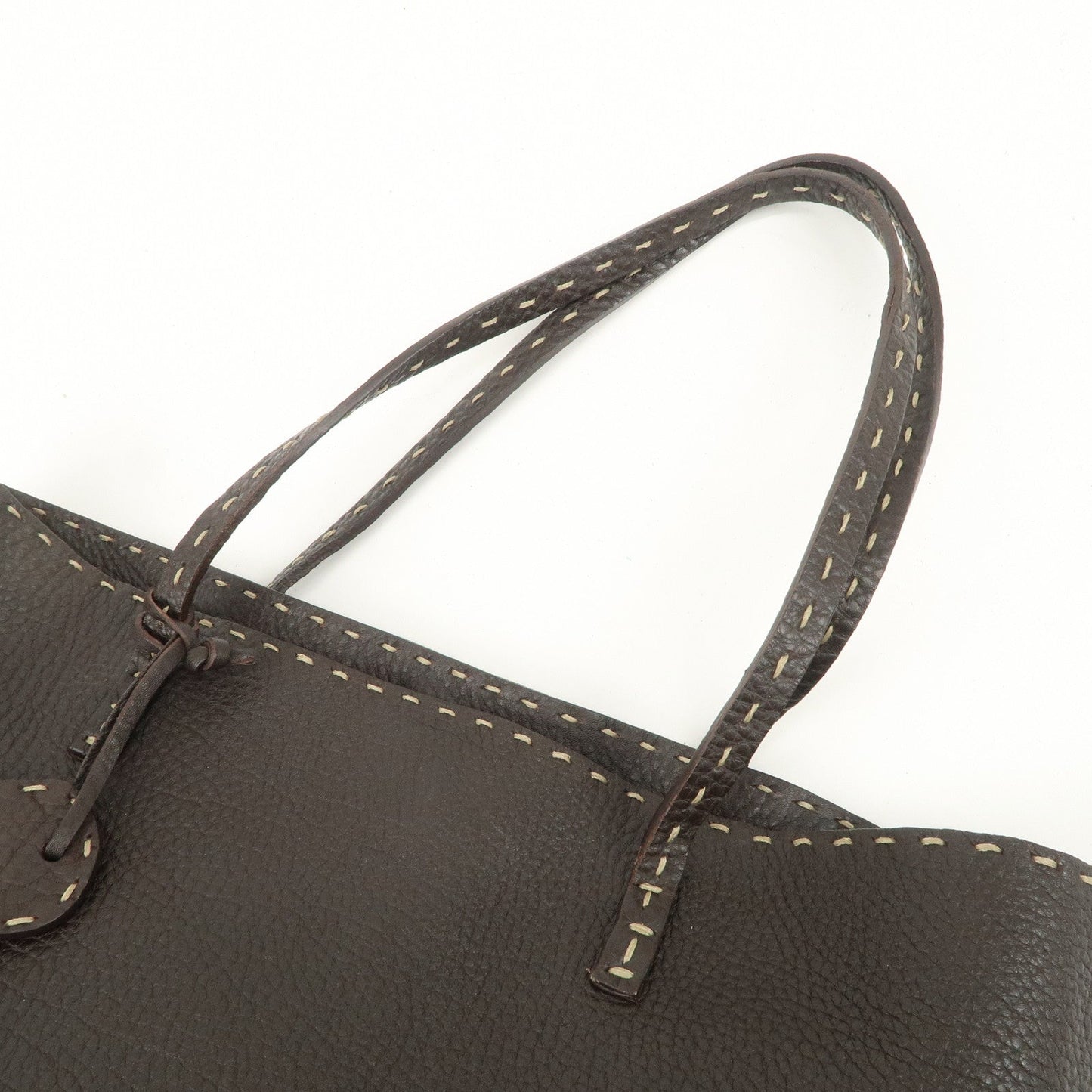 FENDI Selleria Leather Tote Bag Shoulder Bag Dark Brown 8BH101  d