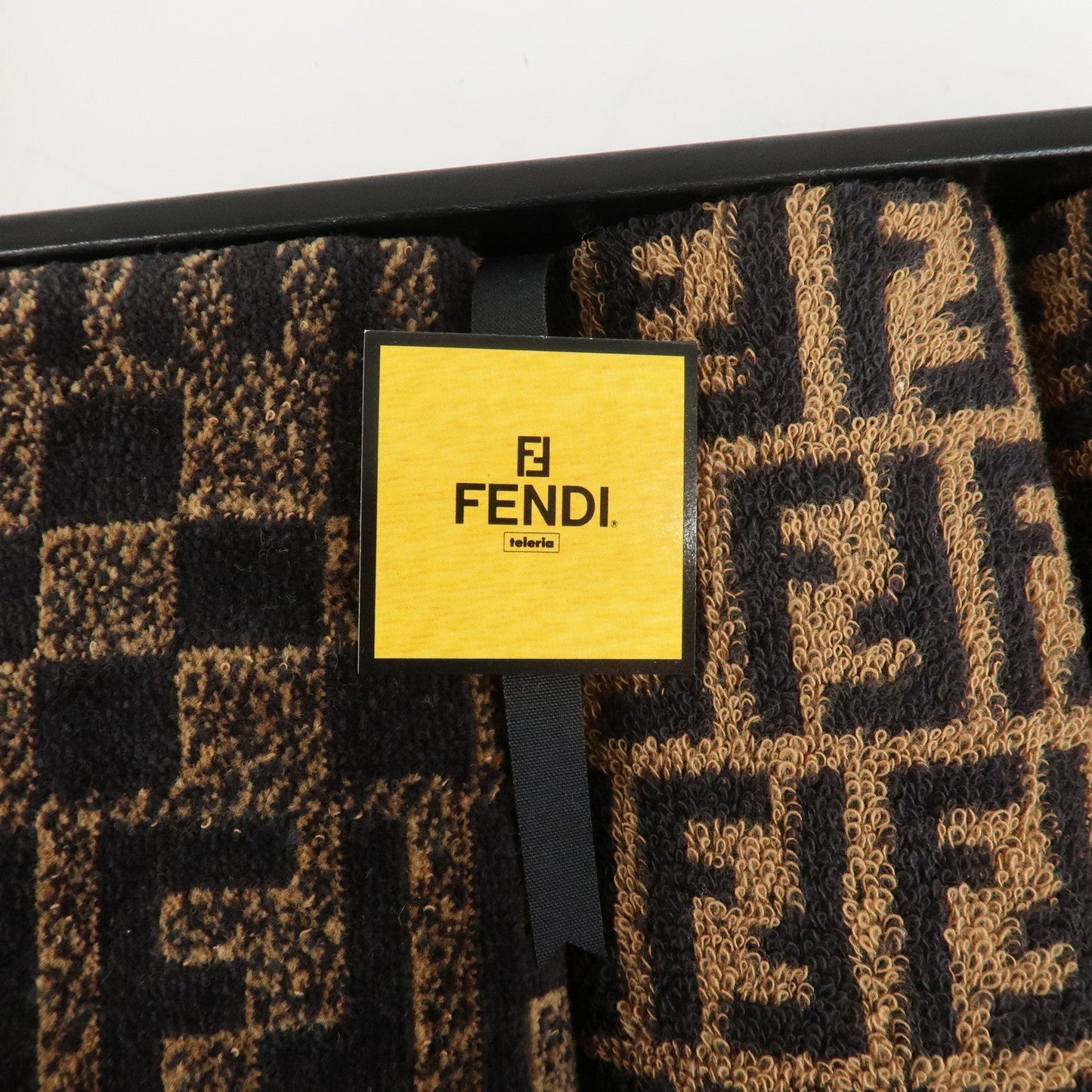 FENDI Zucca Set of 3 Cotton 100% Towel Black Brown  d
