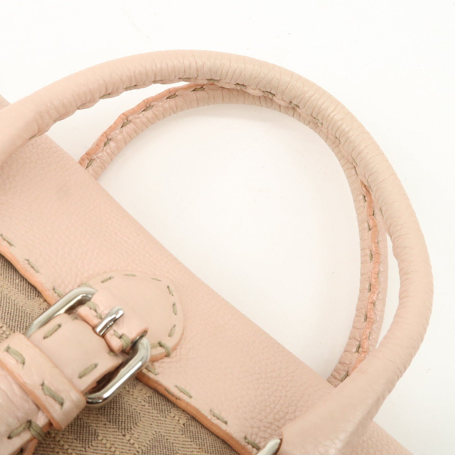 FENDI Zucca Selleria Leather Mini Linda Hand Bag Pink 8BR486  d