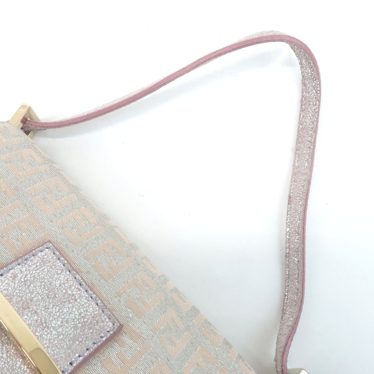 FENDI Mini Mamma Baguette Canvas Leather Shoulder Bag Beige 8BR180  d