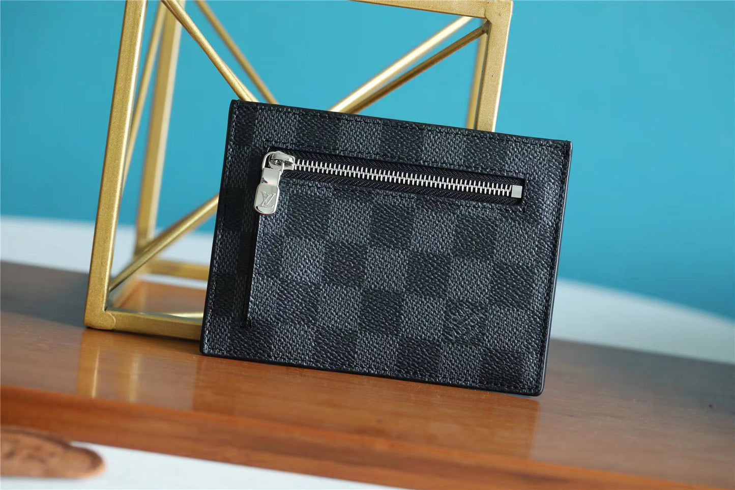 Top Quality ID Card Holder Damier Graphite Canvas Black For Men, Wallet 13cm Top Quality N60378