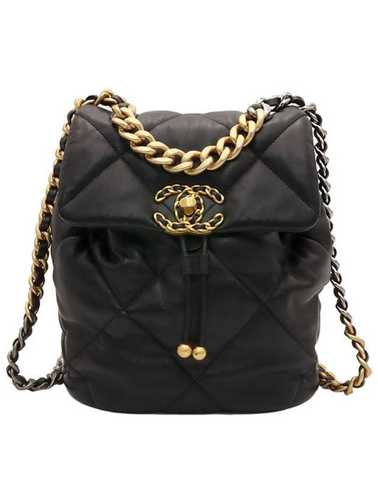 Black Lambskin 19 Chain Backpack AS4223 Chanel