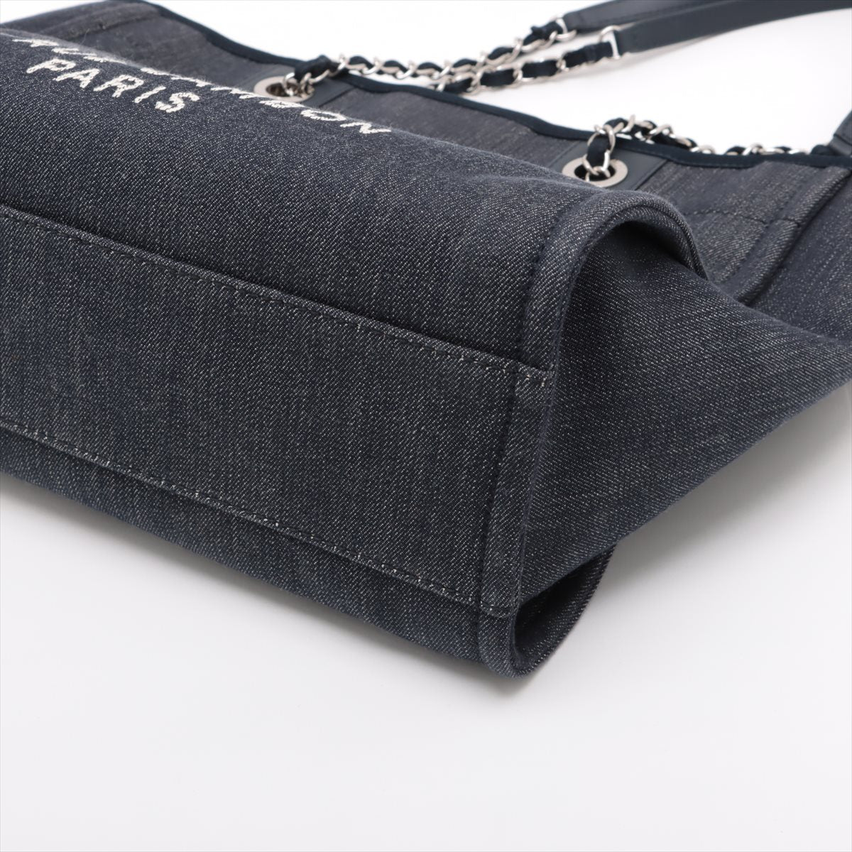Chanel Deauville MM Denim Chaintot Bag Navy G