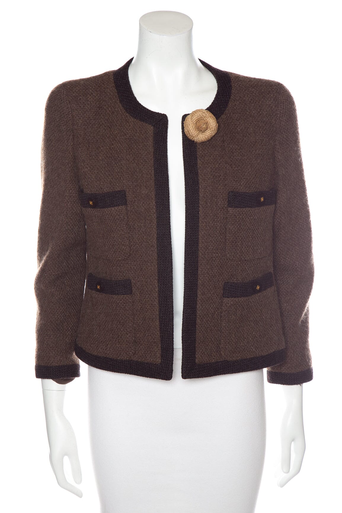 Chanel   1996 Autumn Taupe & Brown Tweed Blazer SZ 42