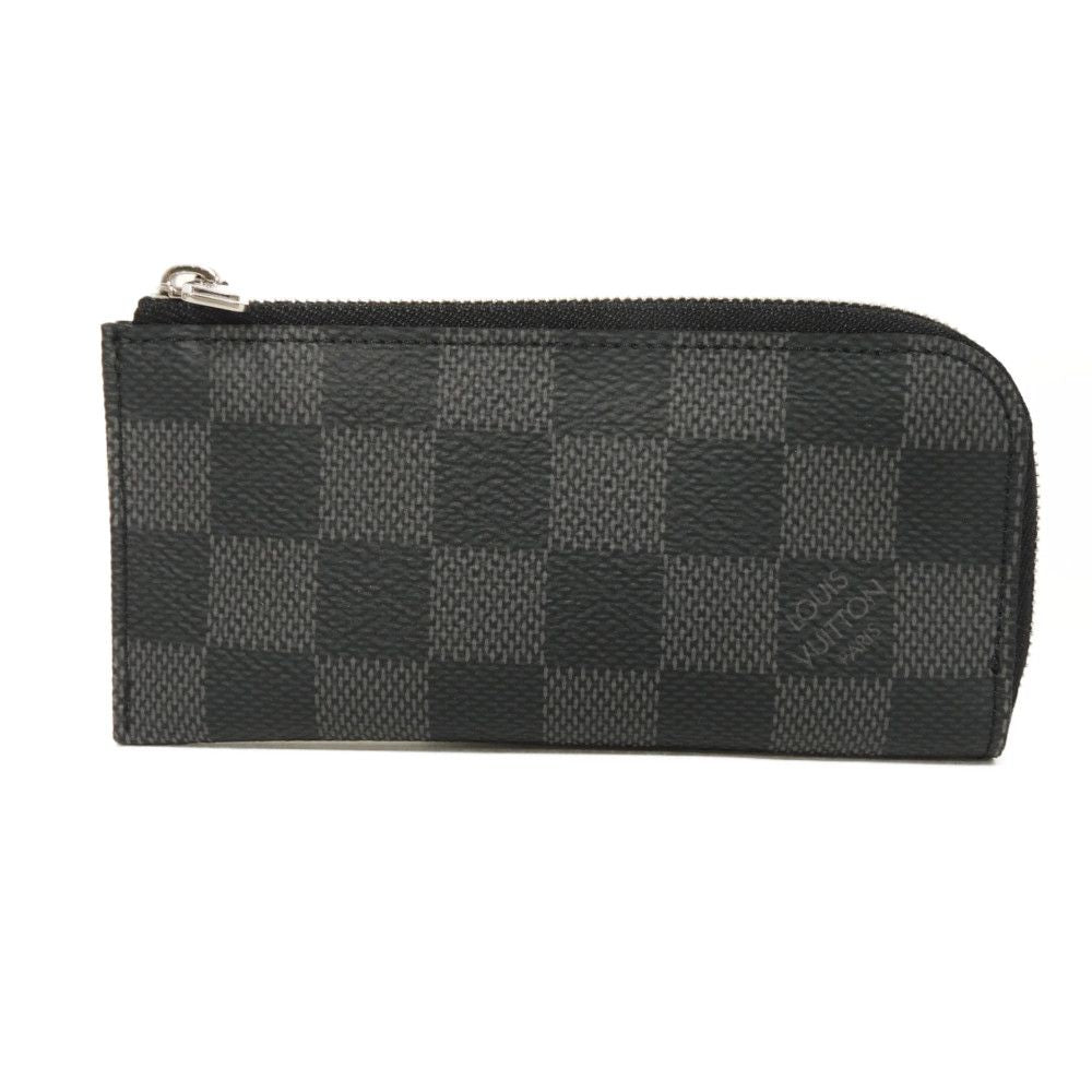LOUIS VUITTON Coin case N61235 Damier Graphite Canvas Noir logo black checkered key ring un d Damier Graphite Pochette cree mens
