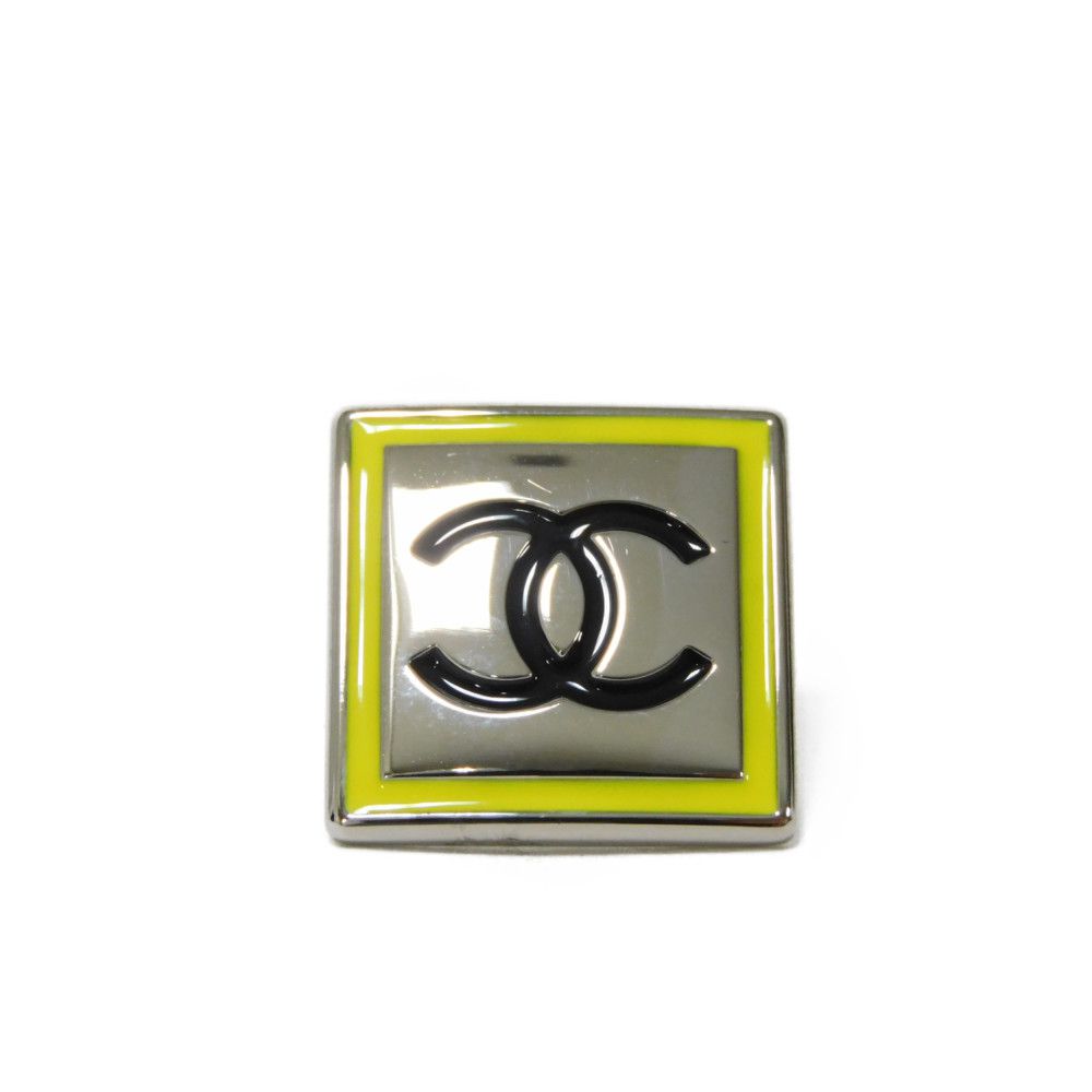 CHANEL Brooch Enamel x Metal yellow CC mark Square COCO Mark Pin Brooch Women  d