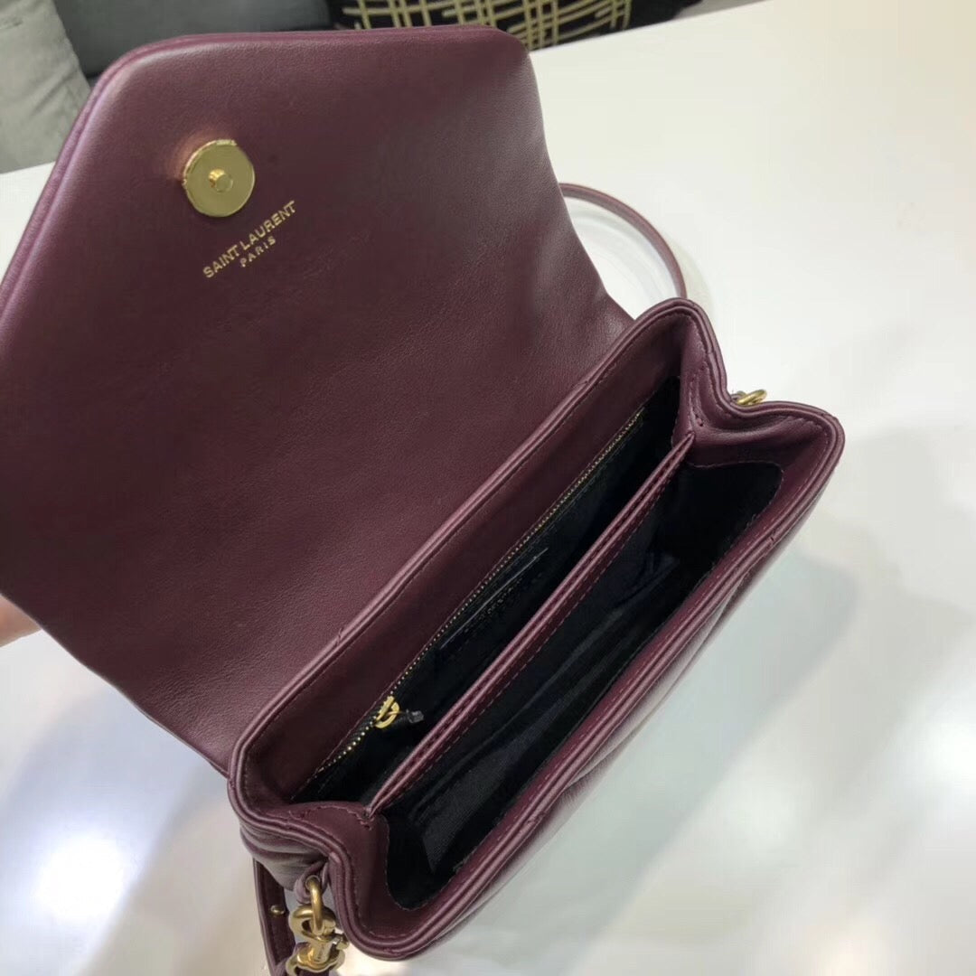 Top Quality Loulou Mini Shoulder Bag Burgundy For Women 7in/18cm YSL