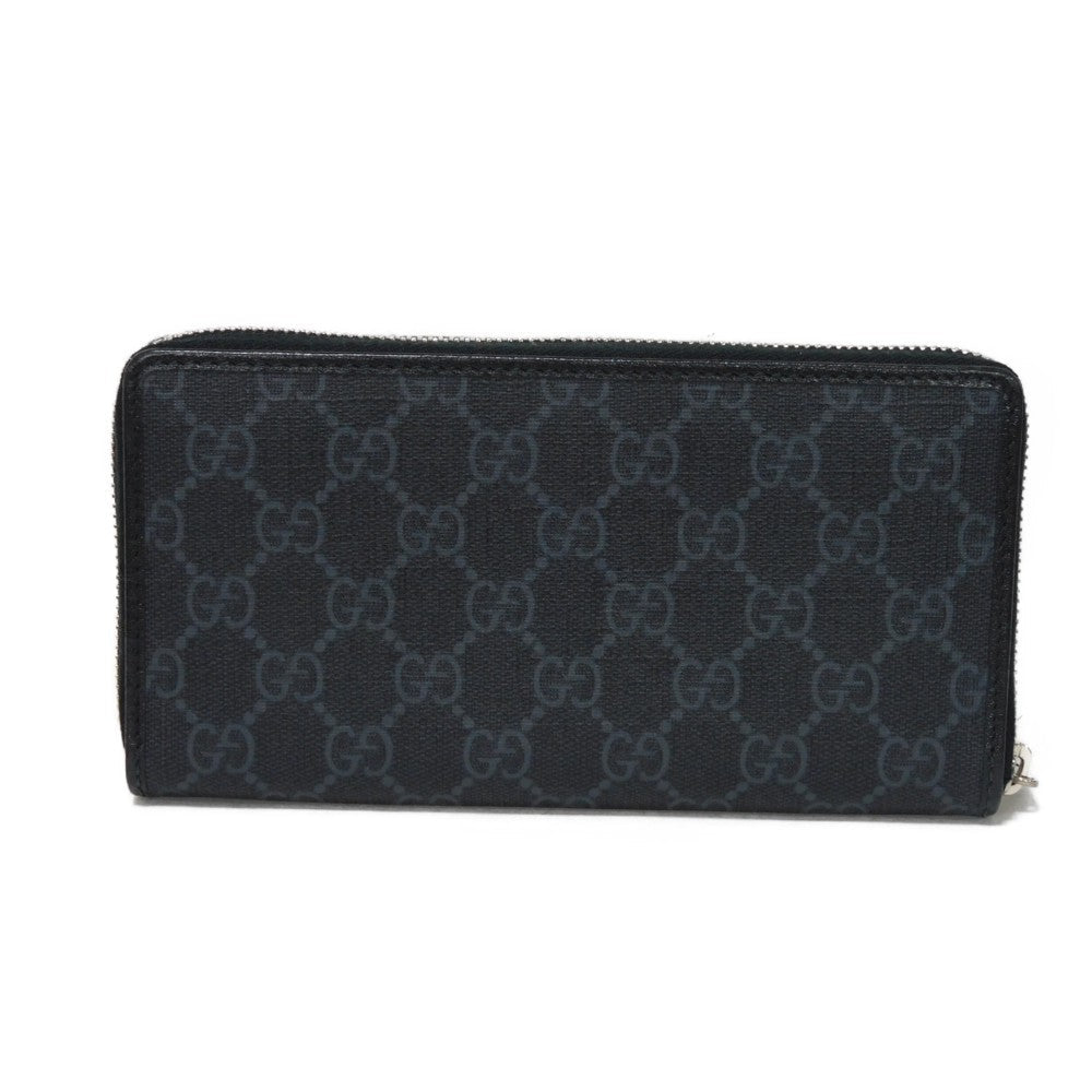 GUCCI Long Wallet Purse 673003 92TCN 1000 GG Supreme canvas (polyurethane processing) x Calfskin leather black GG Supreme Interlocking G zip-around wallet mens