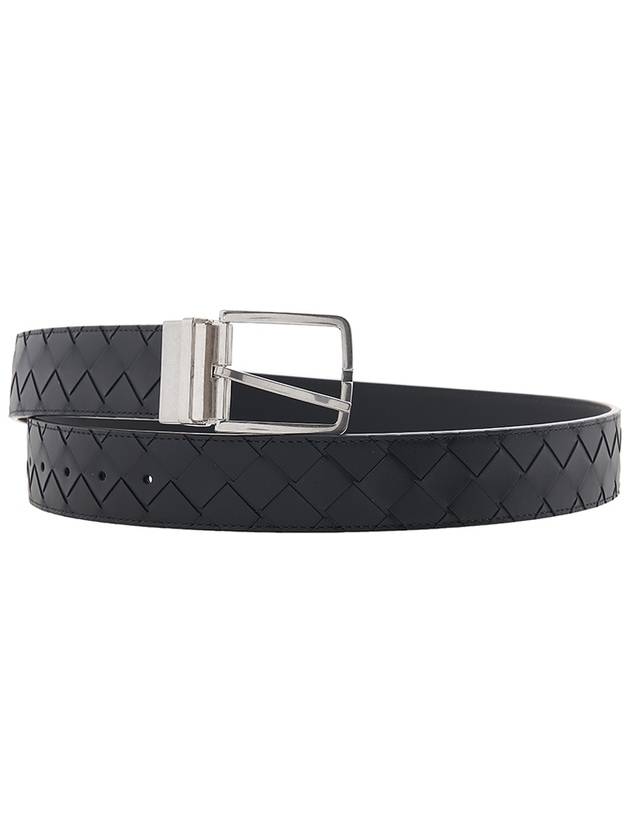 Luxury Bottega Veneta Men's Intrecciato Leather Belt Black