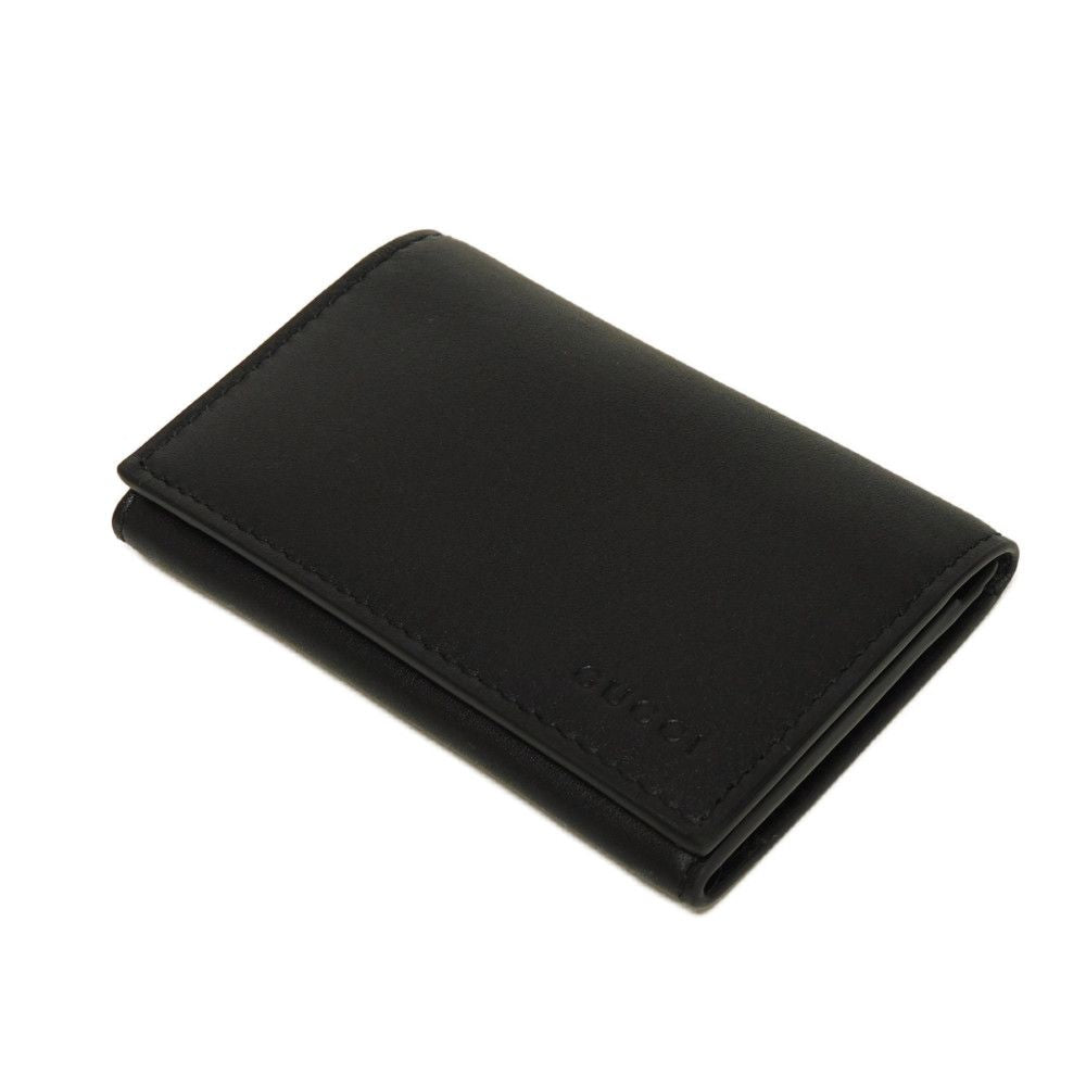 GUCCI Card Case 818956 AAEQ8 1000 Smooth calf leather x GG Supreme canvas (polyurethane finish) black GG Supreme GG Emblem Card Holder