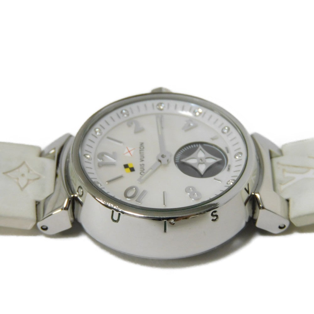 LOUIS VUITTON Watches Quartz Q12M0 Stainless Steel , Leather white 12P diamond Tambour Lovely Cup White shell dial Women