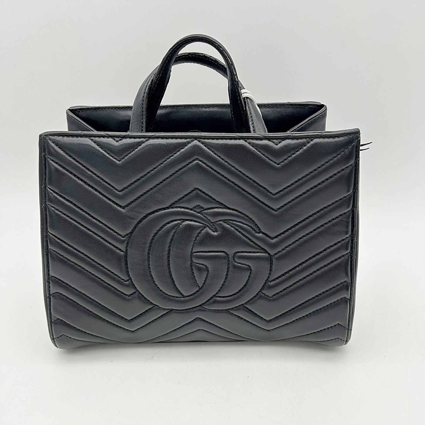 GUCCI Calfskin Matelasse Small GG Marmont Tote Black LA