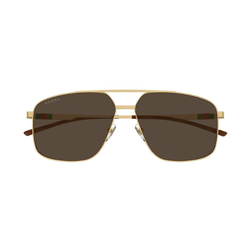 Gucci Sunglasses Aviator Full Rim, Gold Frame and Brown Lens GG1676S002