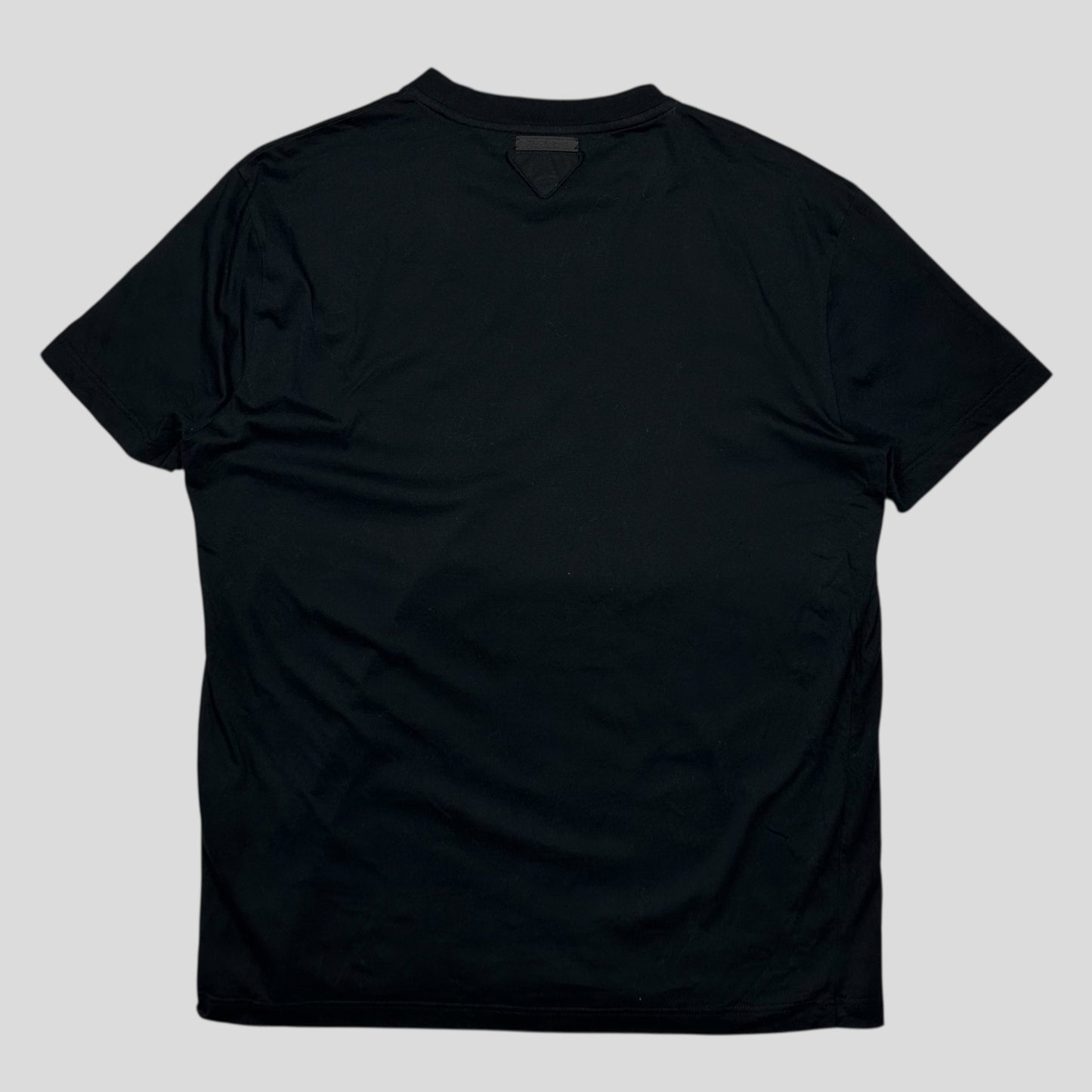 Prada Milano 2019 Triangle Logo Black Cotton Fitted T-shirt - XXL (L)