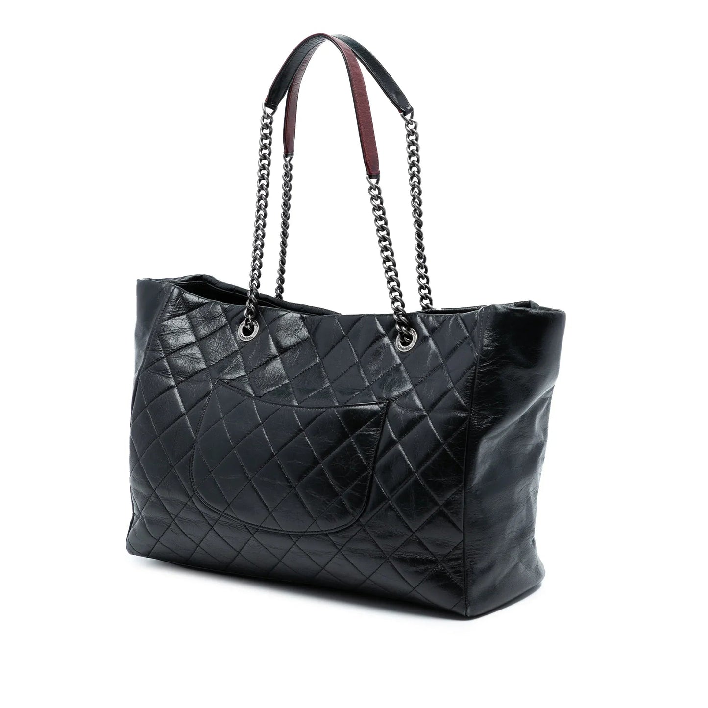Black Chanel Large Quilted Glazed Calfskin Duo Color Tote