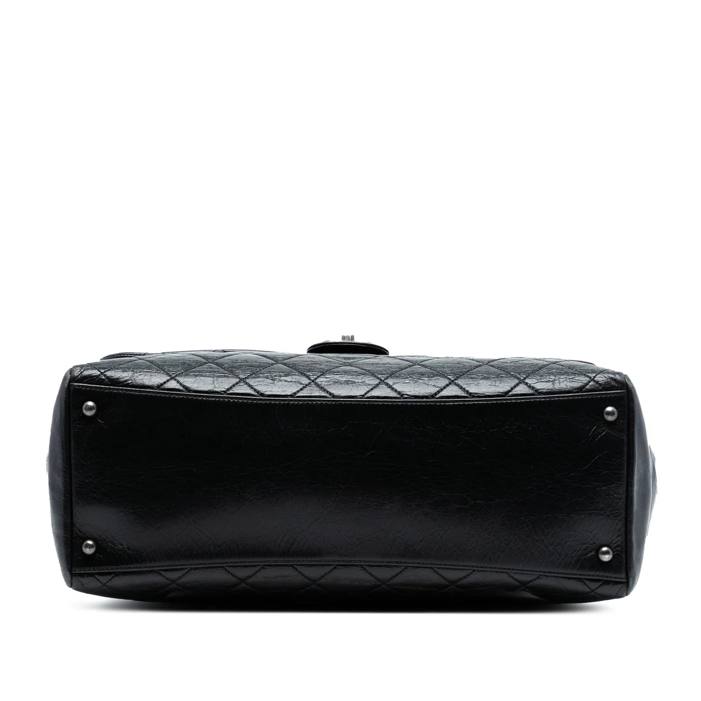 Black Chanel Large Quilted Glazed Calfskin Duo Color Tote