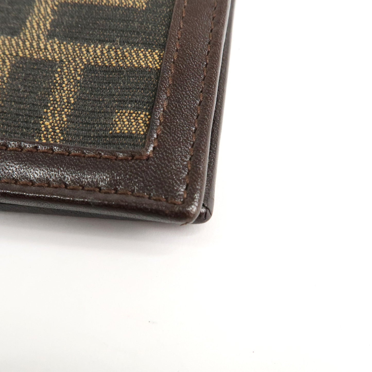 FENDI Zucca Canvas Leather Bifold Wallet Brown Black 31011  d