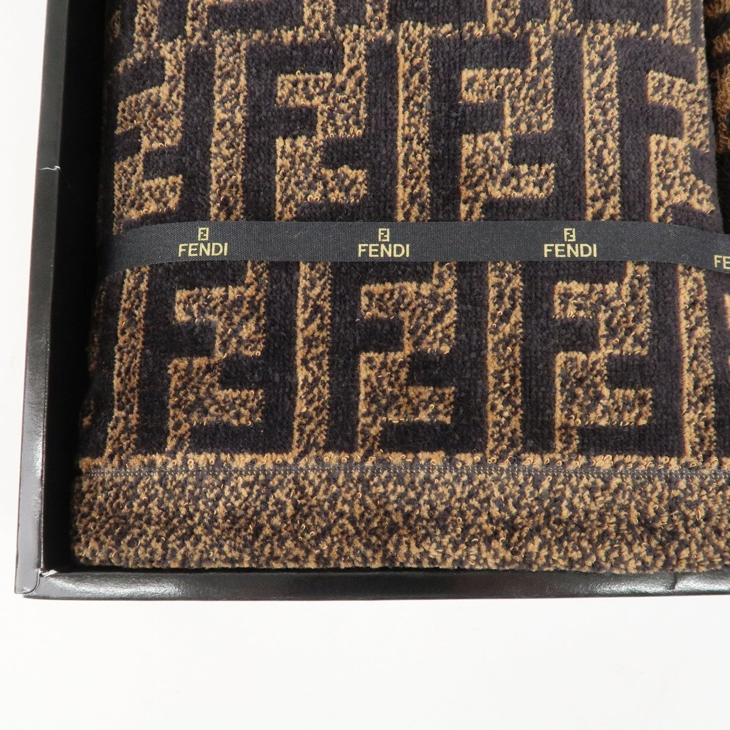 FENDI Zucca Set of 3 Cotton 100% Towel Black Brown  d