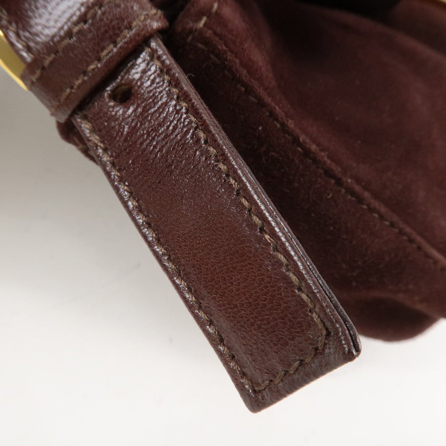 FENDI Suede Leather Shoulder Bag Dark Brown 26424  d
