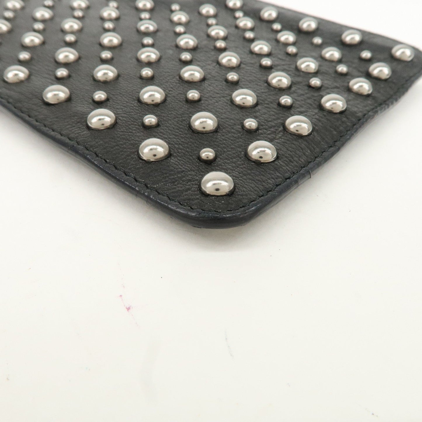 PRADA Leather Pouch Studs Black  d