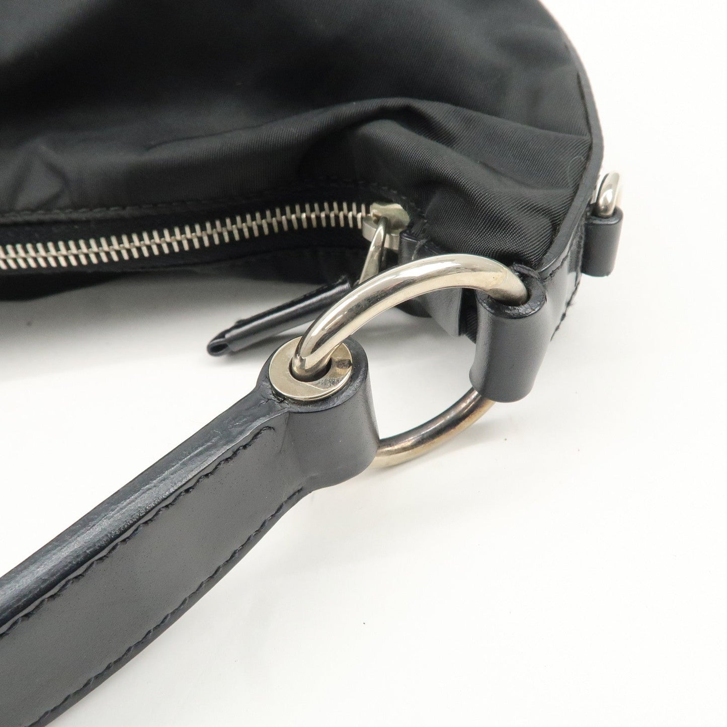 PRADA Nylon Leather Embroidery Shoulder Bag Hand Bag Black  d