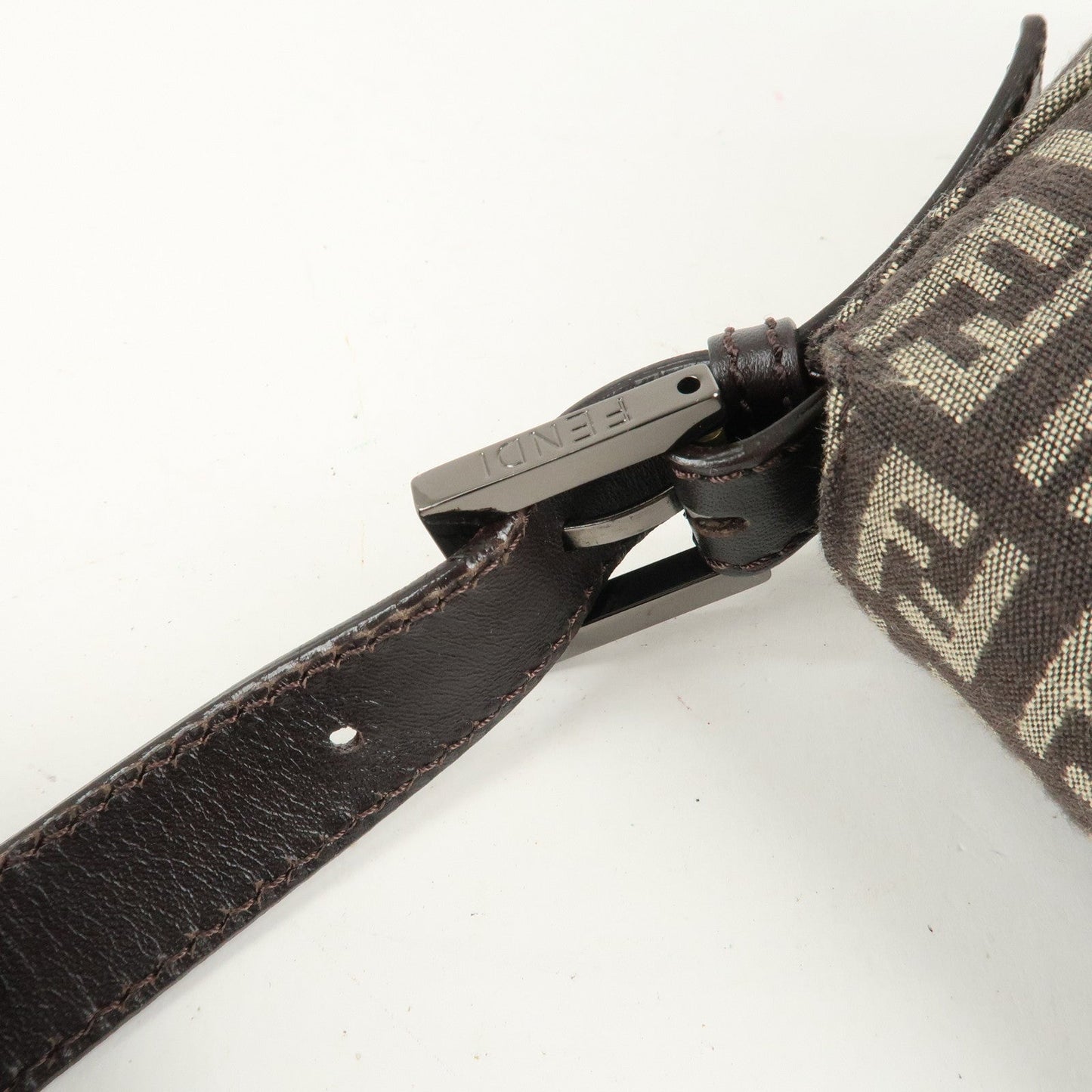 FENDI Mamma Bucket Zucchino Canvas Leather Shoulder Bag 8BR001  d