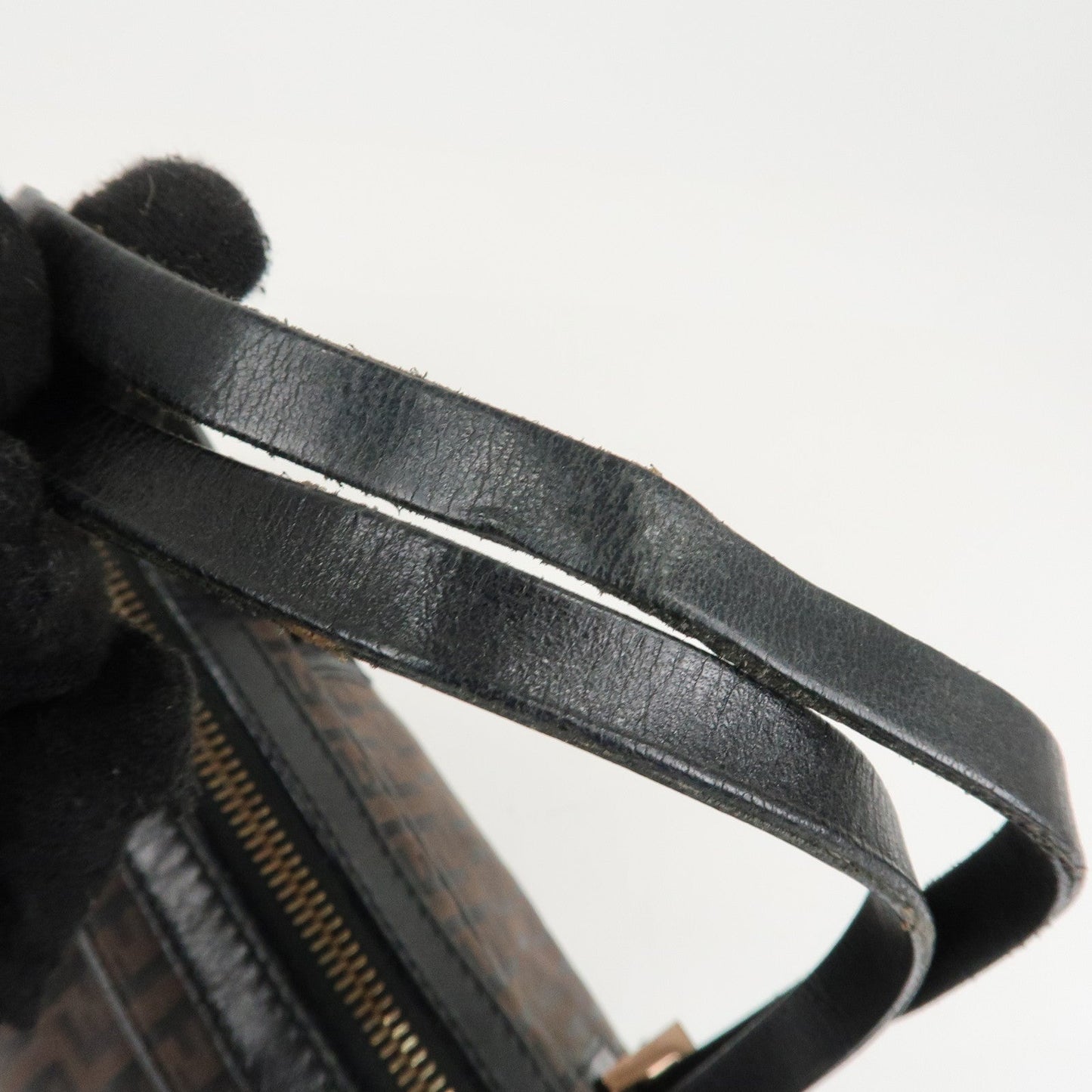 FENDI Zucchino Canvas Leather Hand Bag Brown Black 8BL006  d