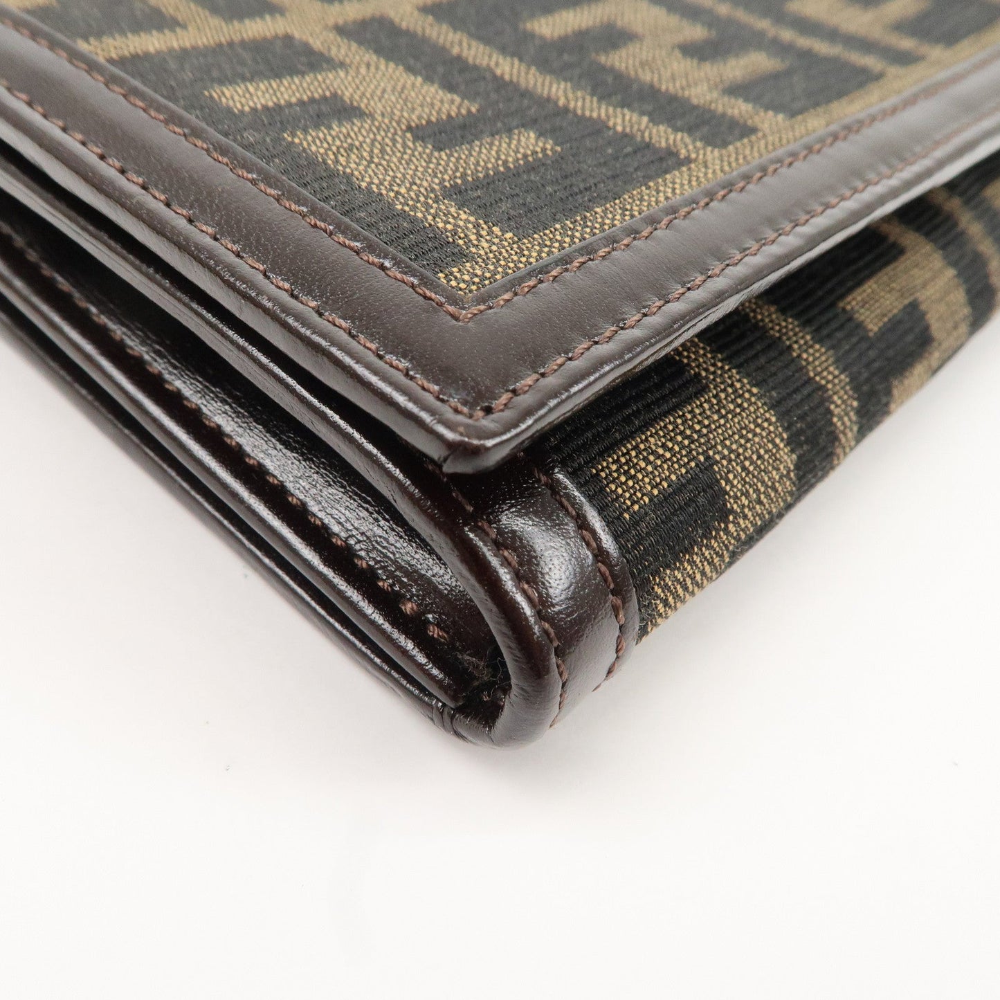 FENDI Zucca Print Canvas Leather Long Wallet Brown 30851  d