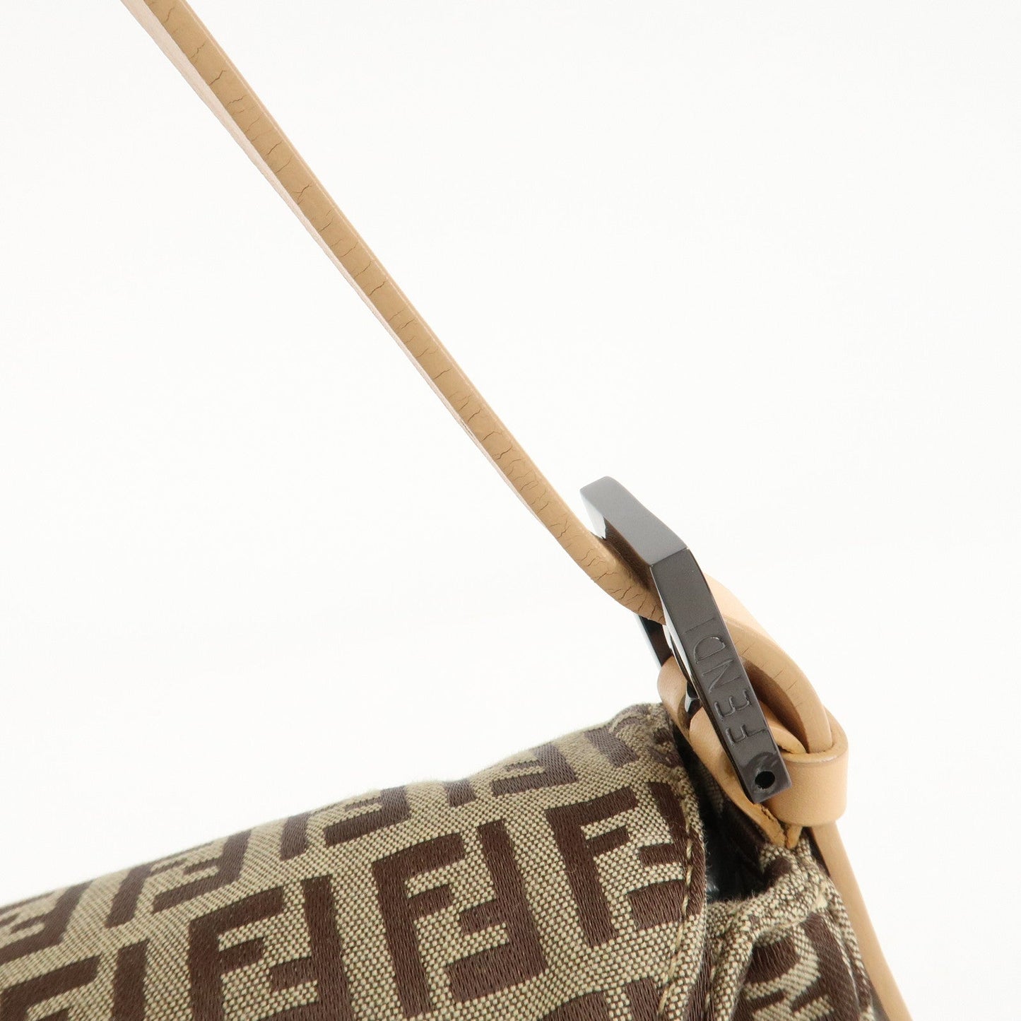 FENDI Zucchino Canvas Leather Shoulder Bag Beige 8BR003  d