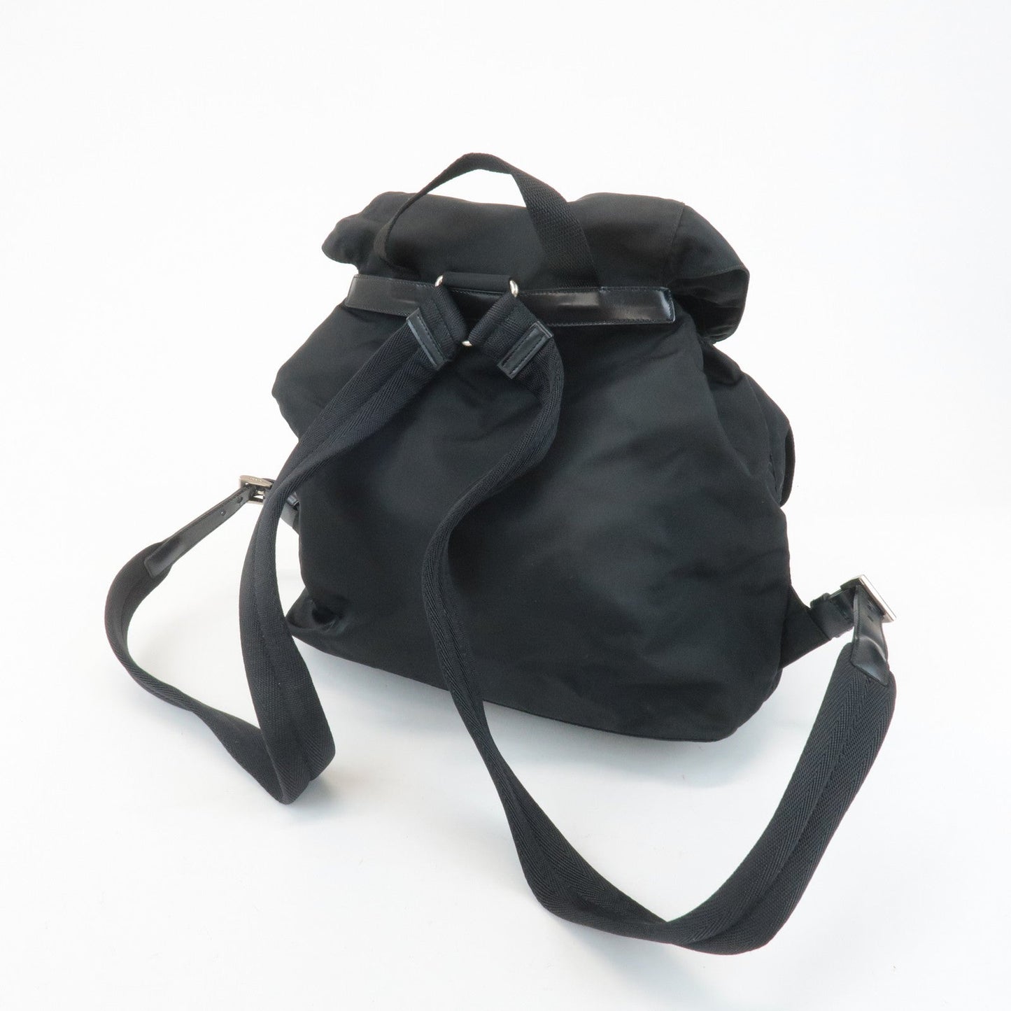 PRADA Triangle Logo Nylon Leather Back Pack Ruck Sack Black B2811  d
